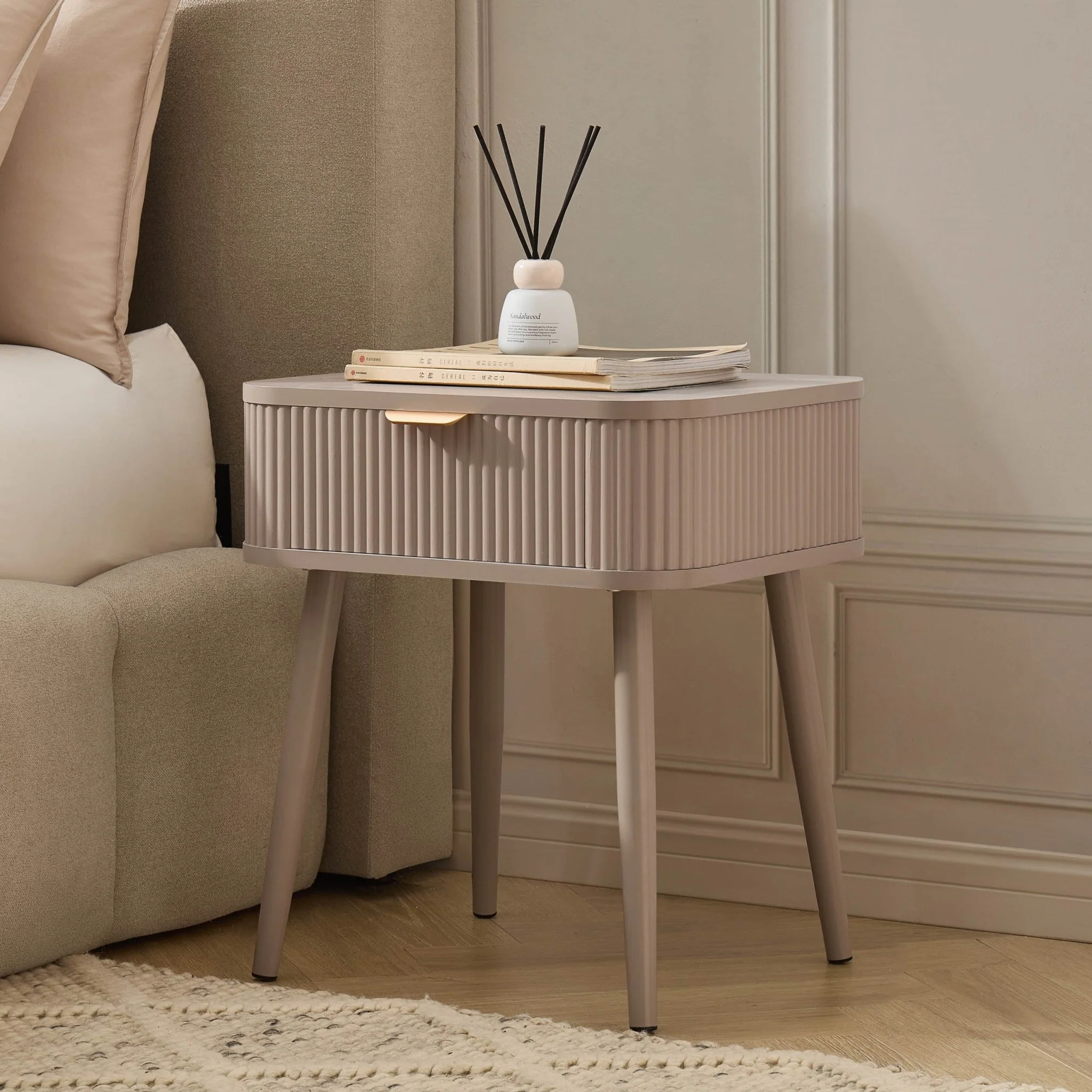 Hattie 1 Drawer Nightstand - Taupe