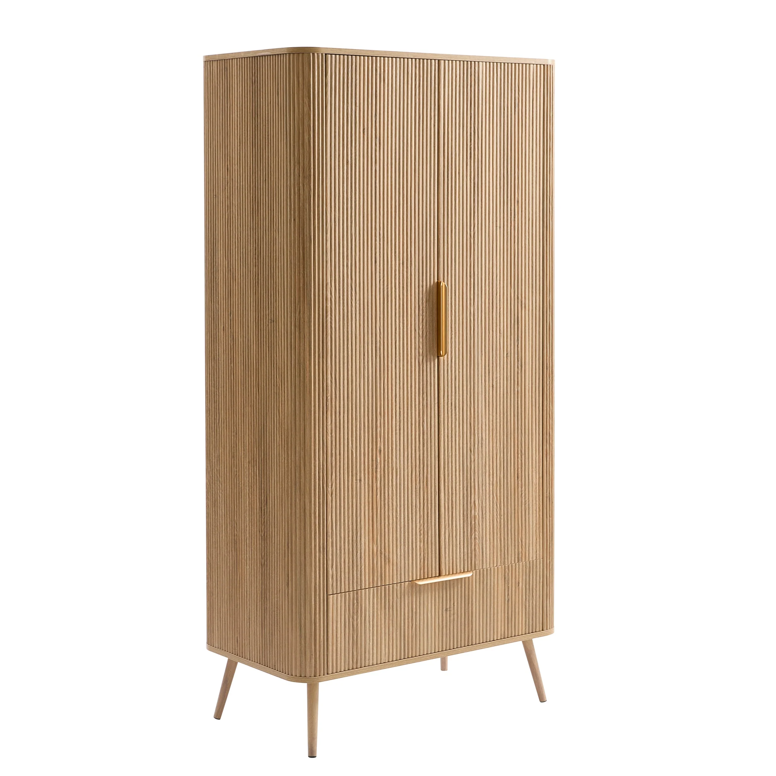 Hattie 2 Door Wardrobe with Drawer - Light Wood - Image 2