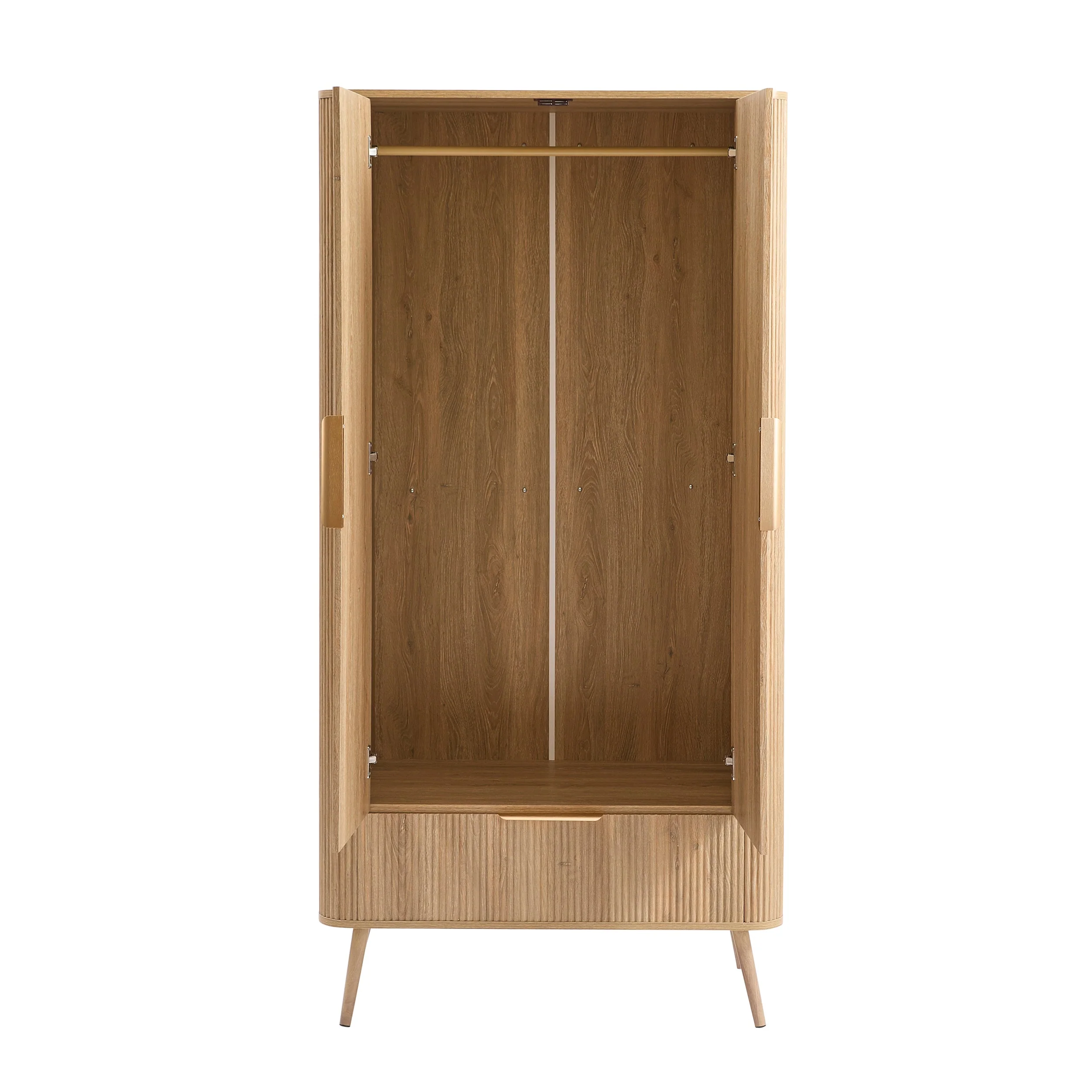 Hattie 2 Door Wardrobe with Drawer - Light Wood - Image 4