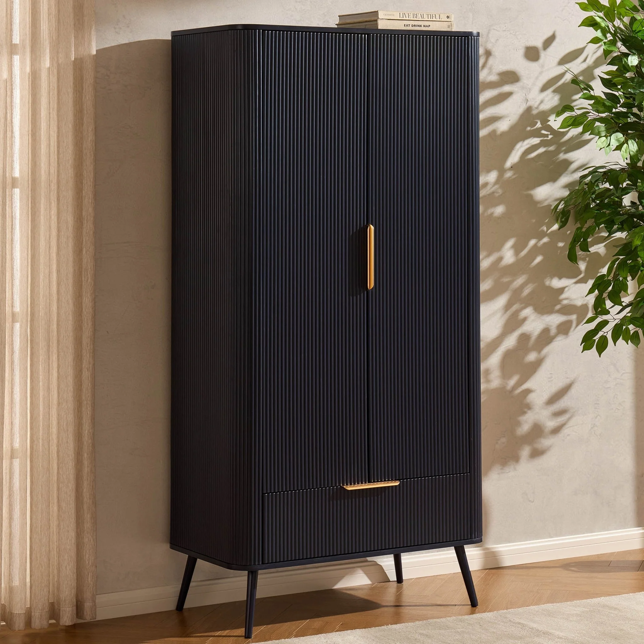 Hattie 2 Door Wardrobe with Drawer - Midnight - Image 2