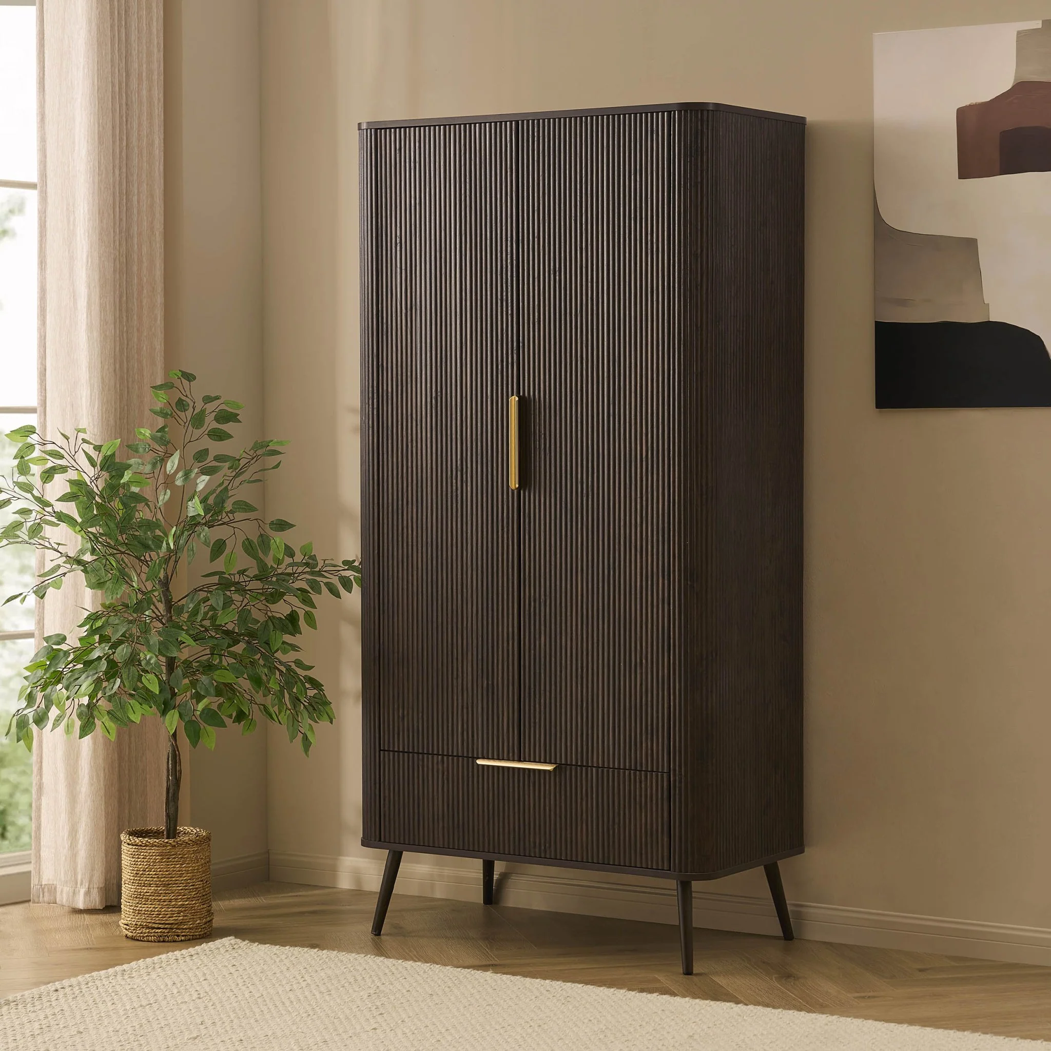 Hattie 2 Door Wardrobe with Drawer - Walnut