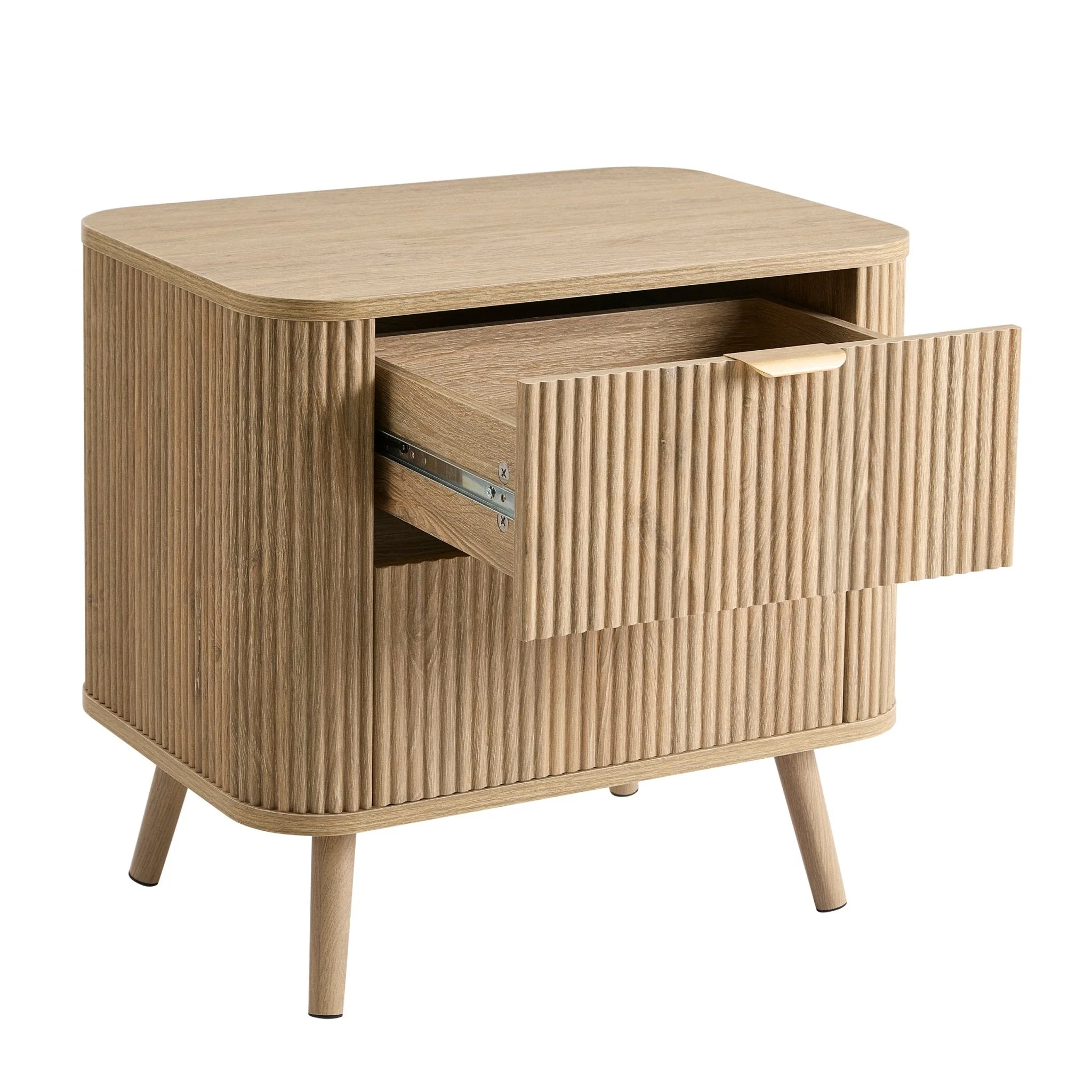 Hattie 2 Drawer Bedside Table - Light Wood - Image 4
