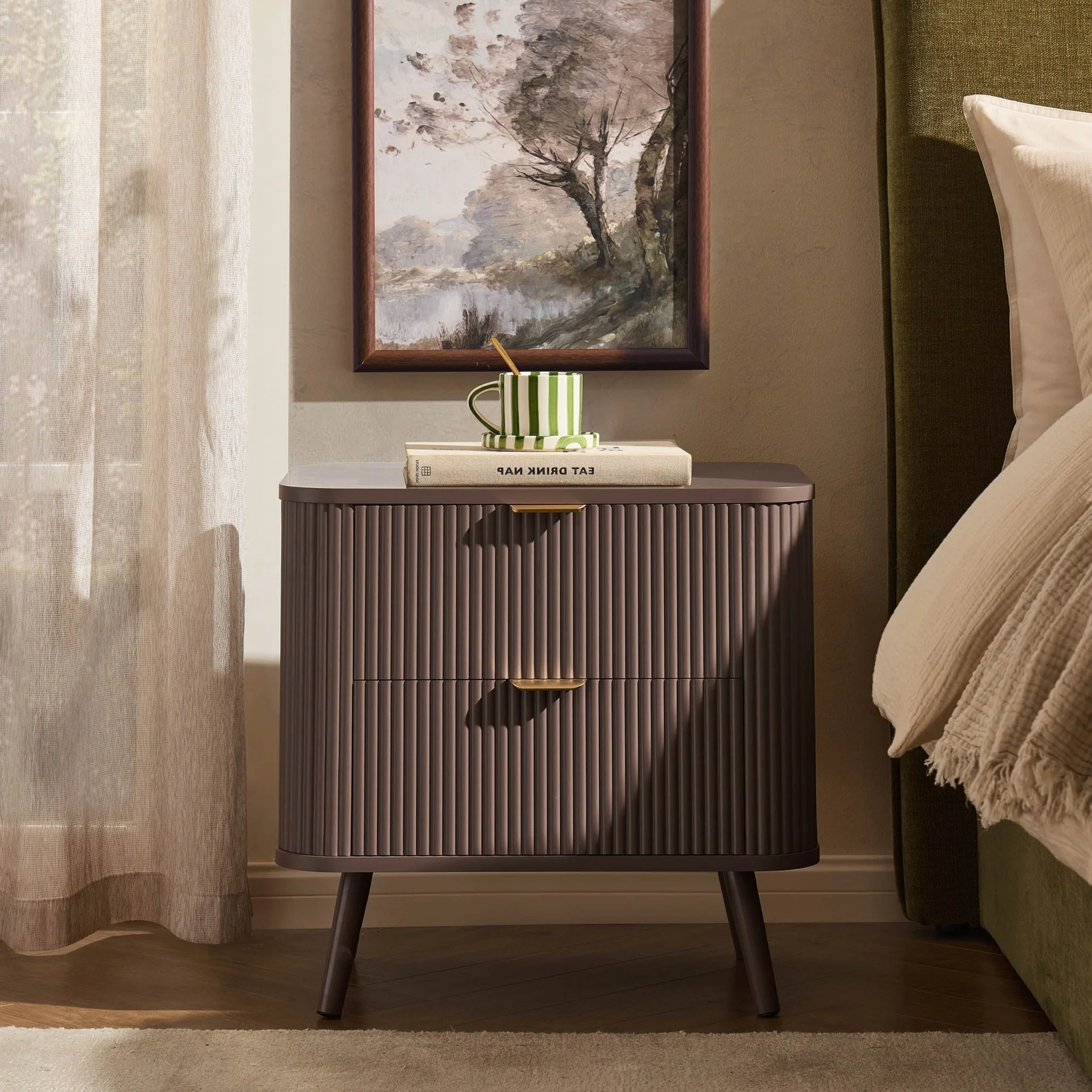 Hattie 2 Drawer Bedside Table - Mocha - Image 2