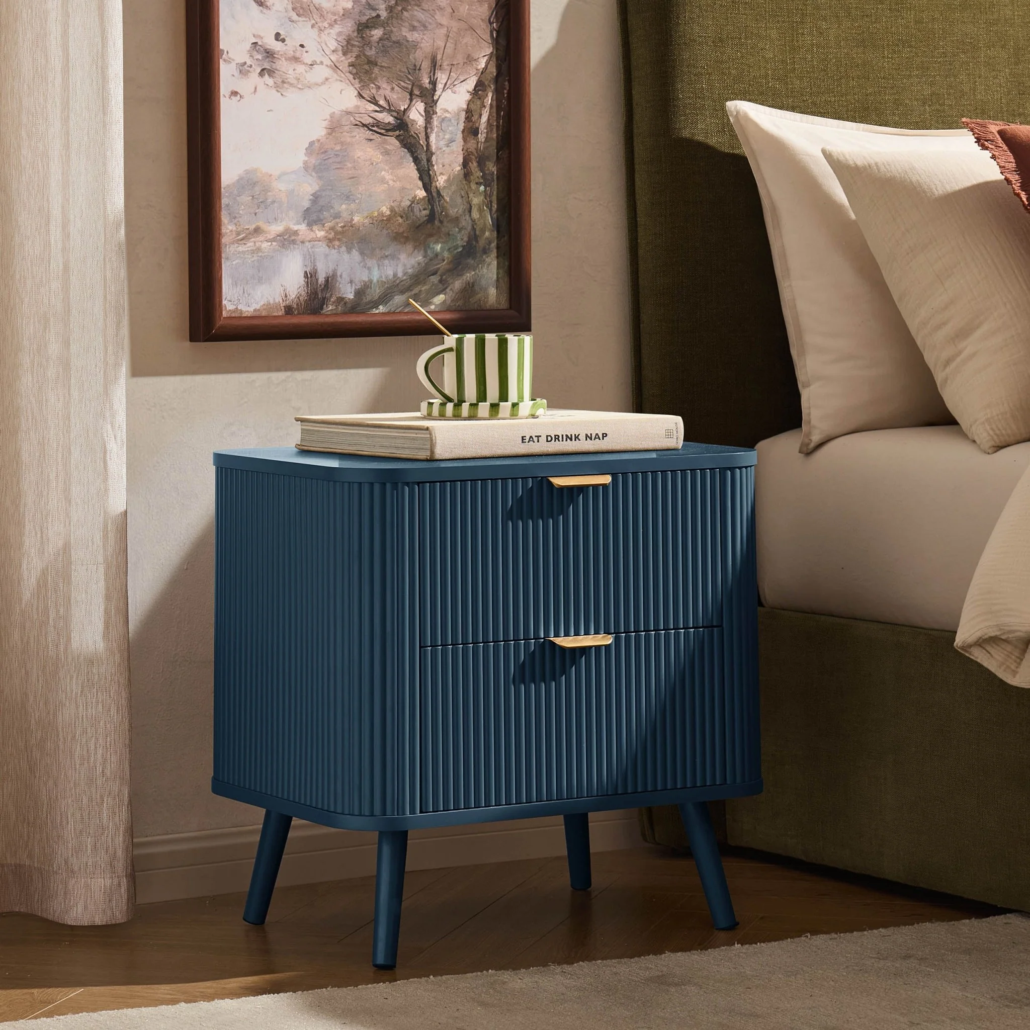 Hattie 2 Drawer Bedside Table - Teal
