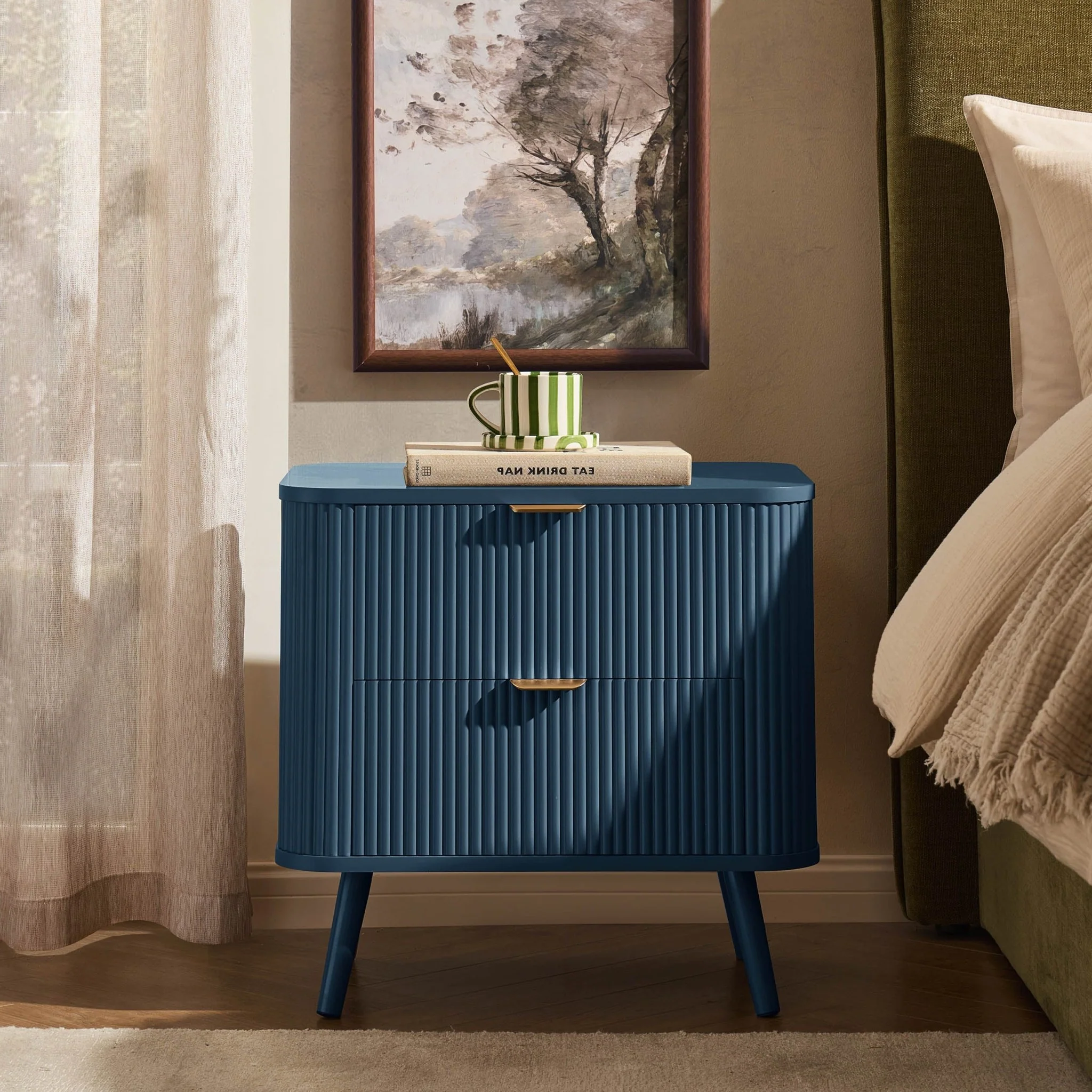 Hattie 2 Drawer Bedside Table - Teal - Image 2