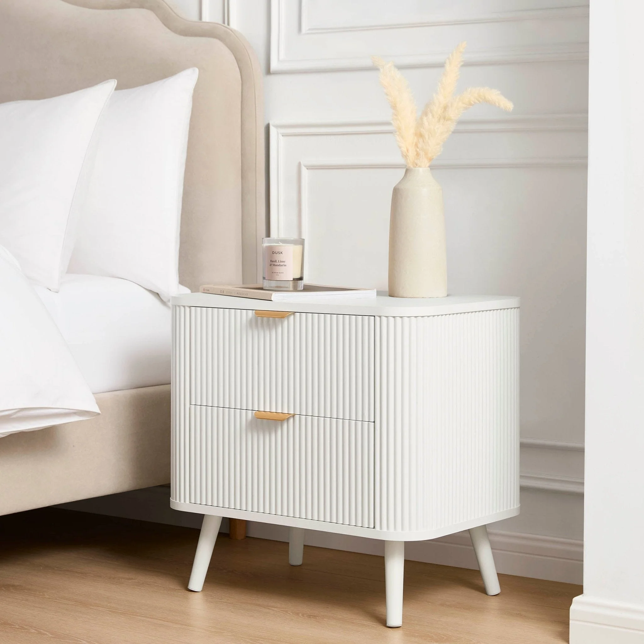 Hattie 2 Drawer Bedside Table - Warm White