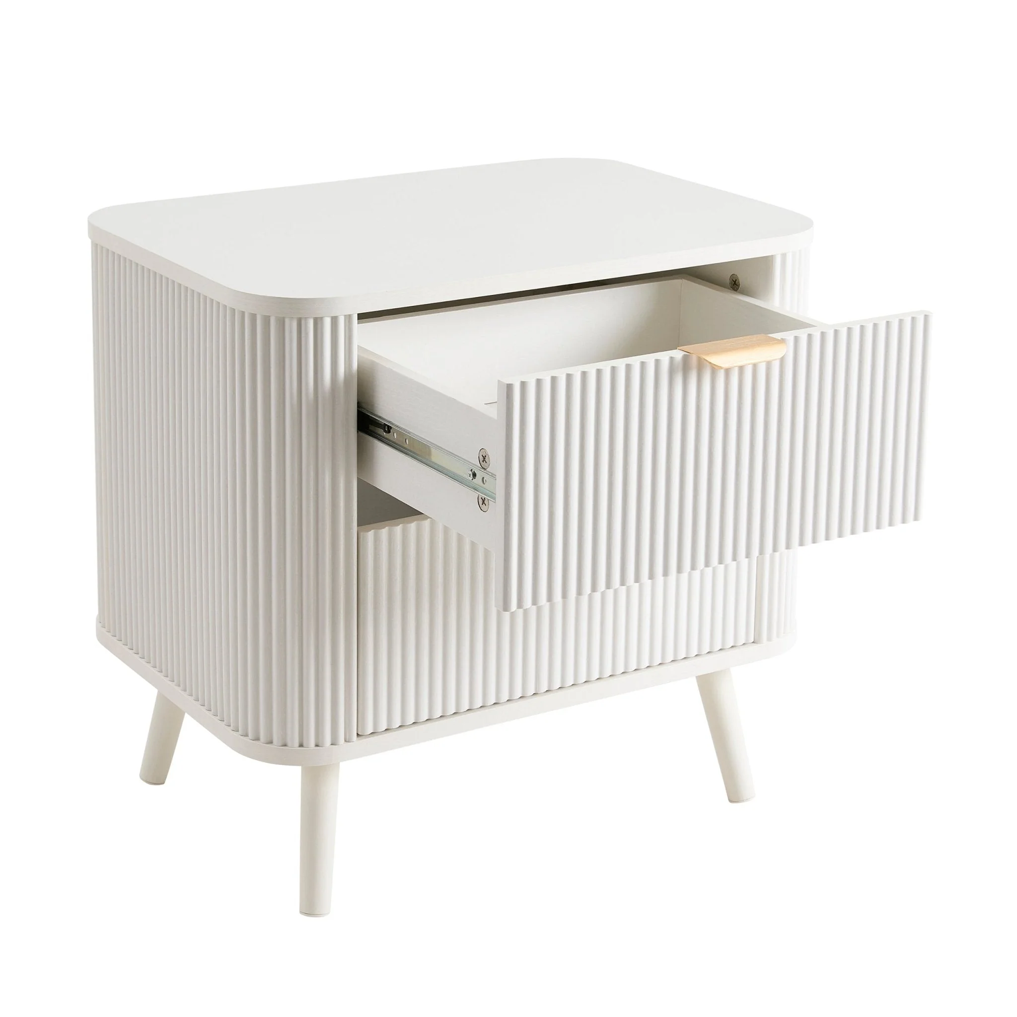 Hattie 2 Drawer Bedside Table - Warm White - Image 4