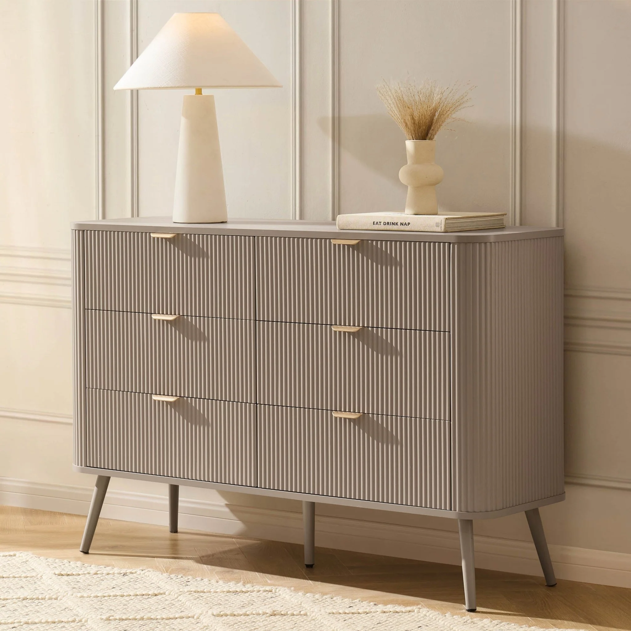 Hattie 6 Drawer Large Chest - Taupe