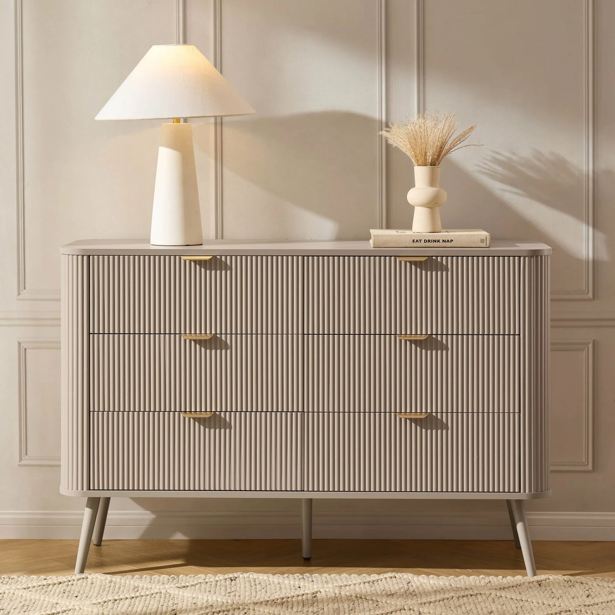 Hattie 6 Drawer Large Chest - Taupe - Image 2