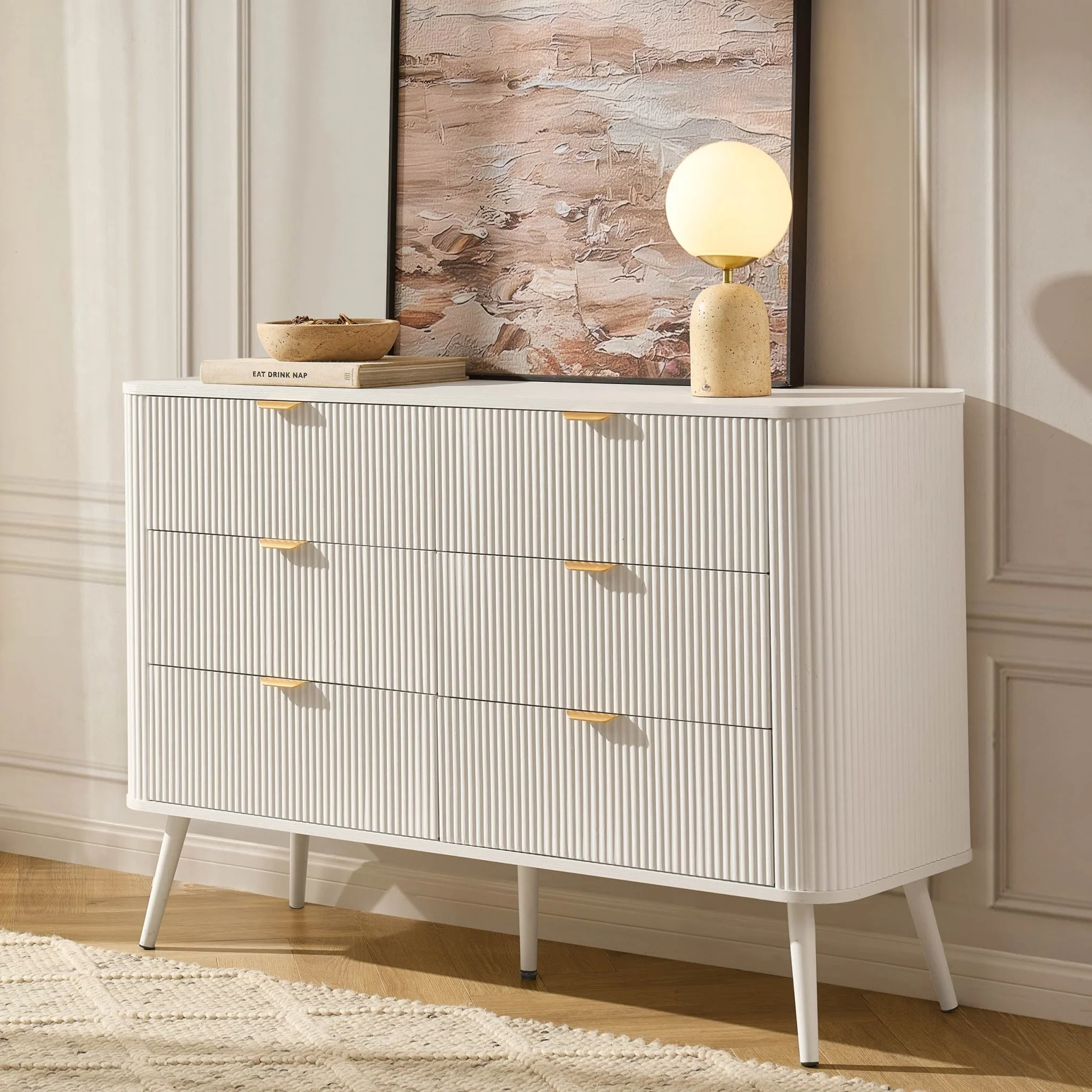 Hattie 6 Drawer Large Chest - Warm White
