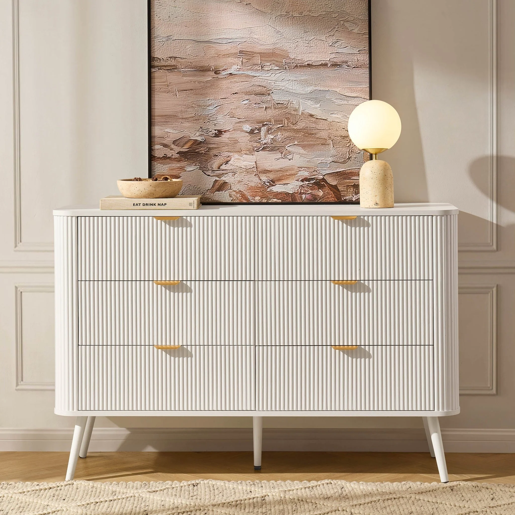 Hattie 6 Drawer Large Chest - Warm White - Image 2