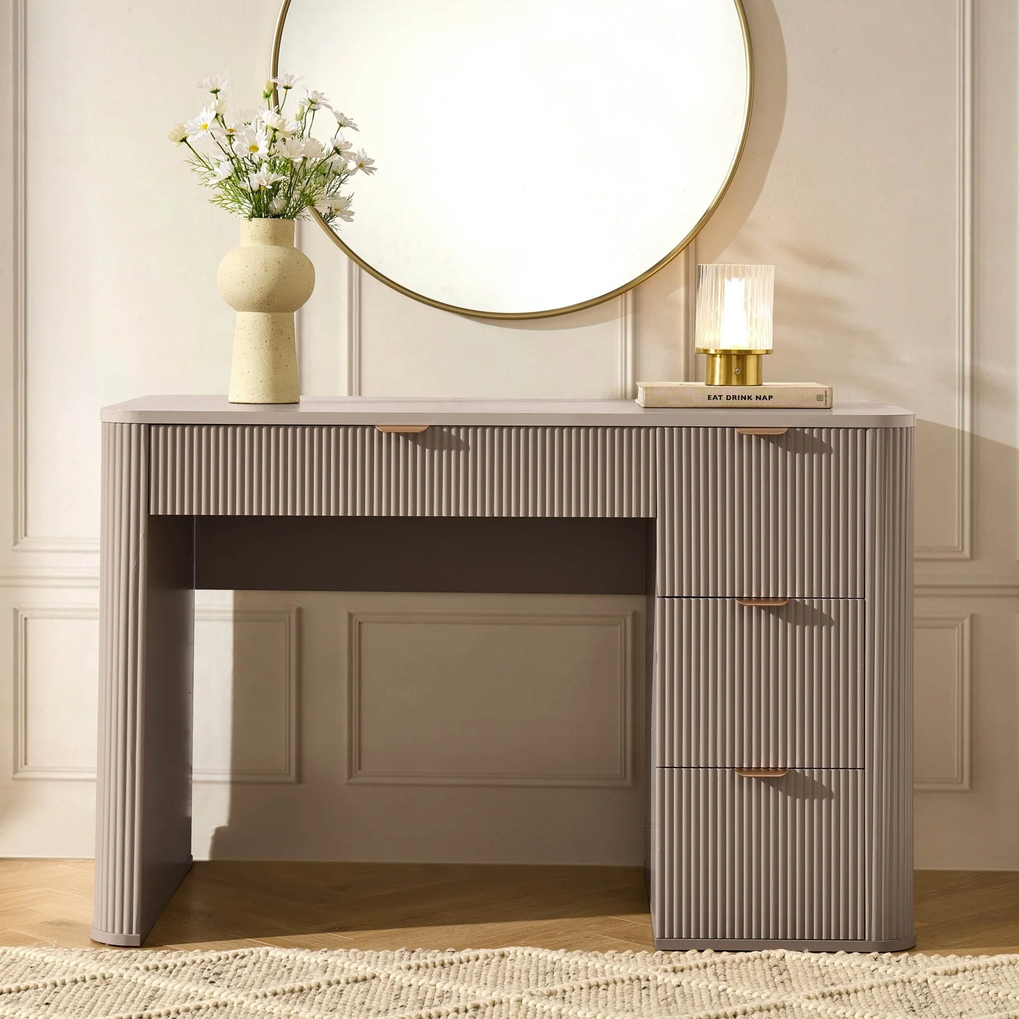 Hattie Large Dressing Table with Drawers - Taupe