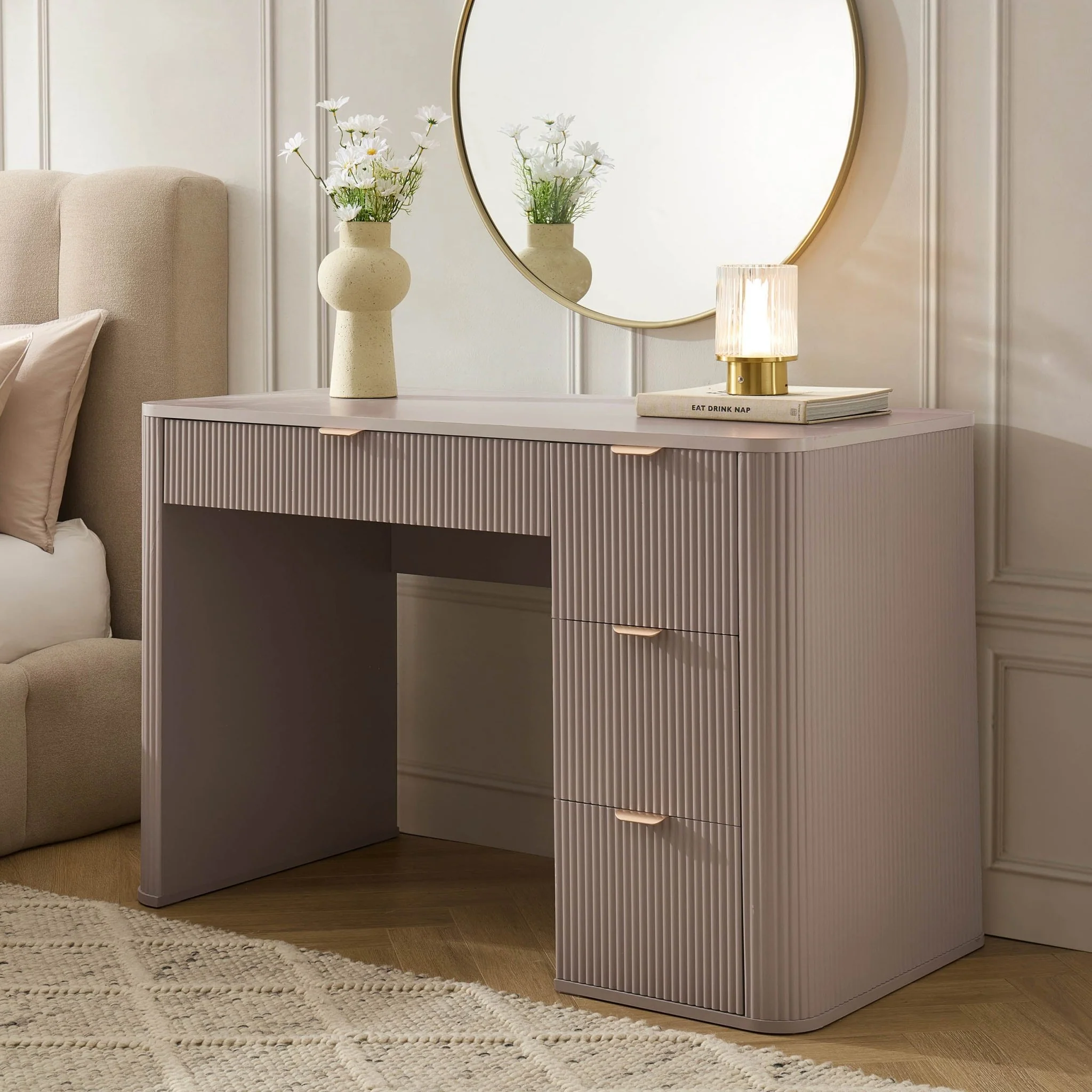 Hattie Large Dressing Table with Drawers - Taupe - Image 2