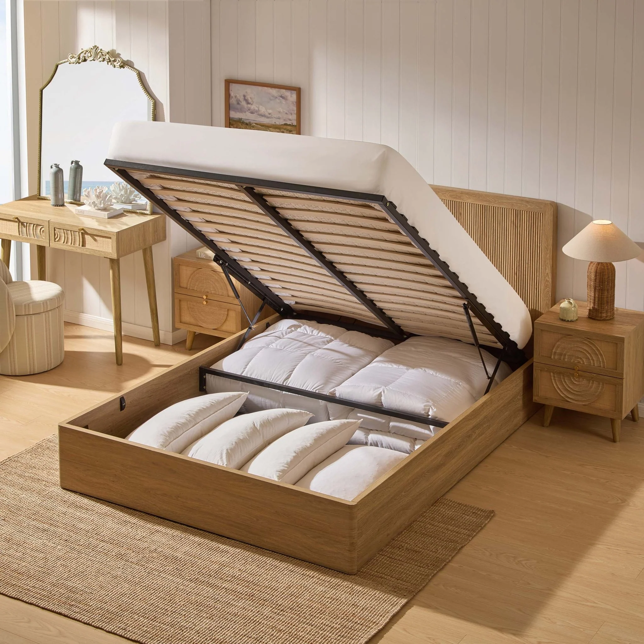 Hattie Ottoman Storage Bed - Light Wood - Image 7