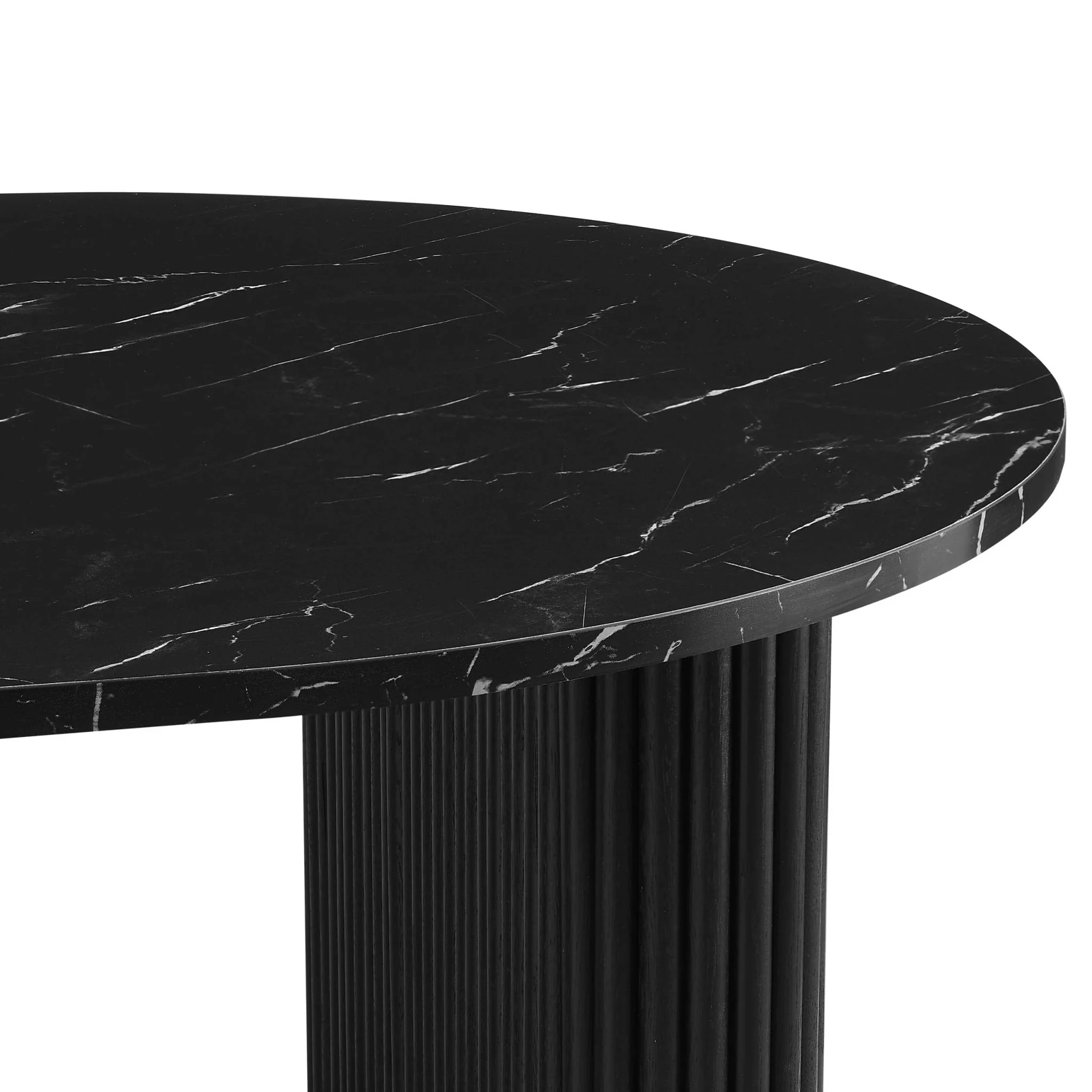 Hattie Panel Oval 4-6 Seater Dining Table - Black Marble - Image 3
