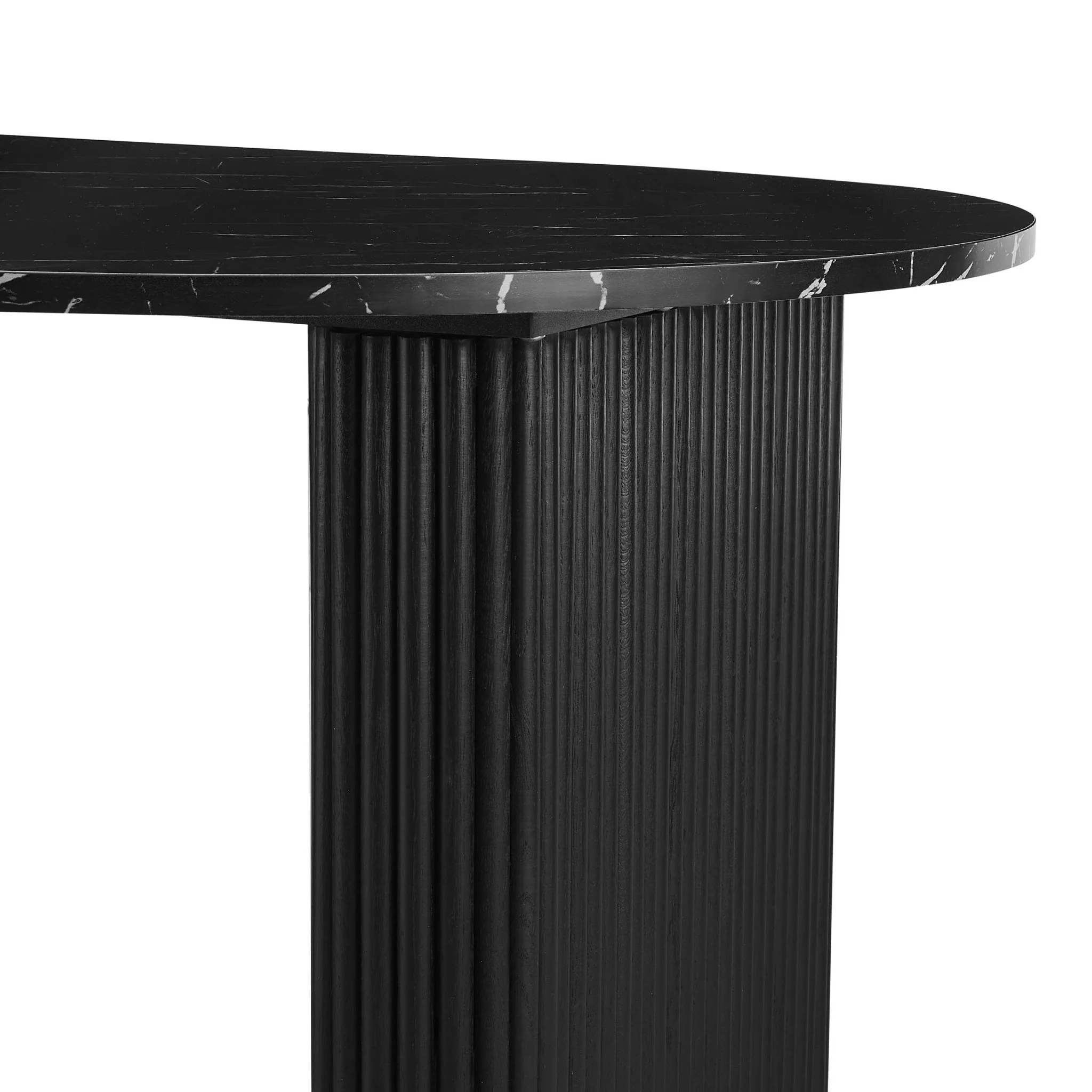 Hattie Panel Oval 4-6 Seater Dining Table - Black Marble - Image 4