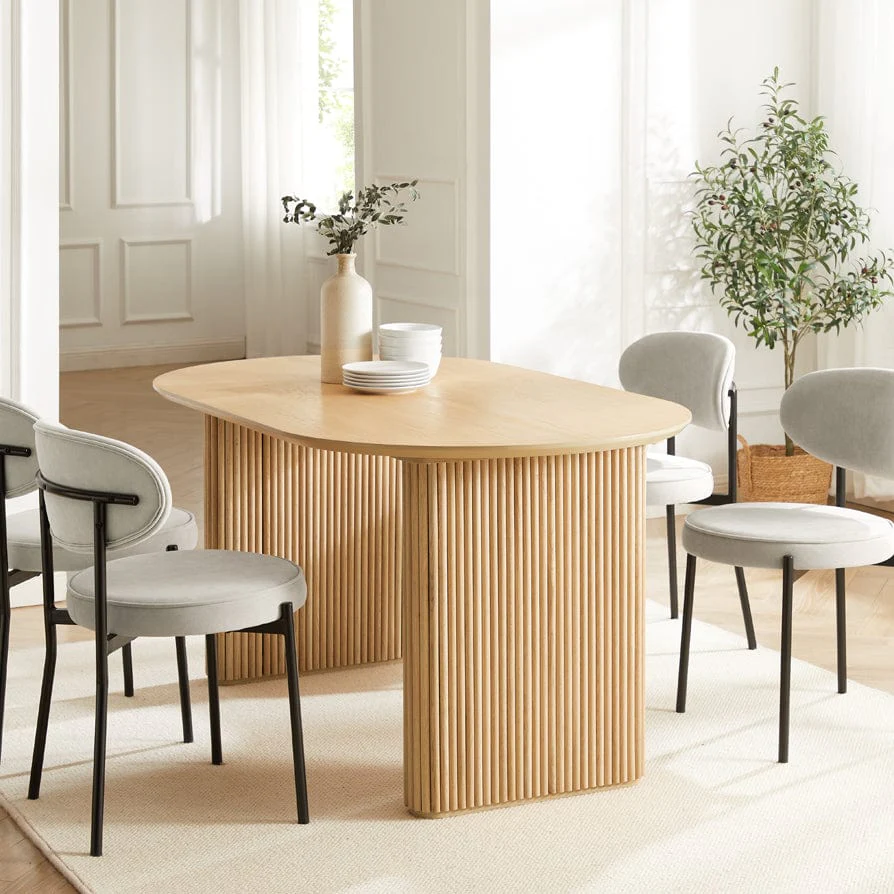Hattie Panel Oval 4-6 Seater Dining Table - Natural