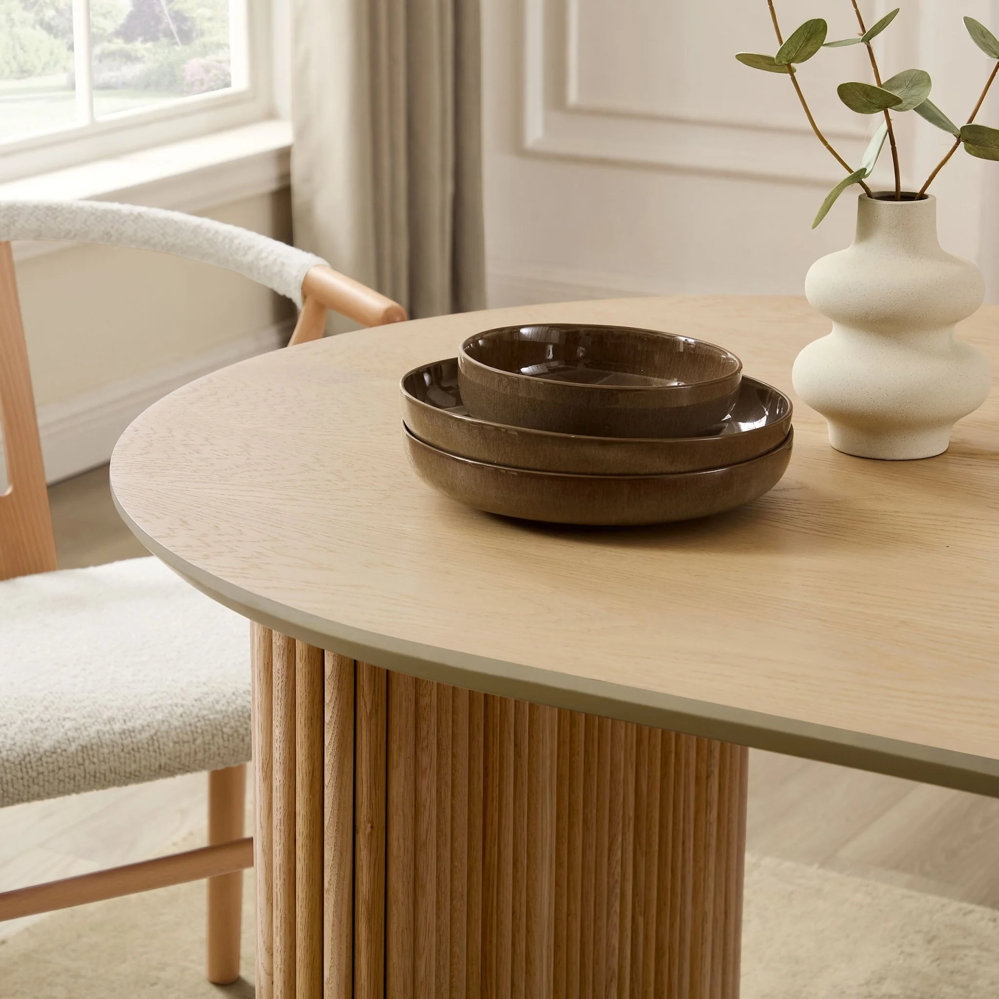 Hattie Panel Oval 4-6 Seater Dining Table - Natural - Image 4