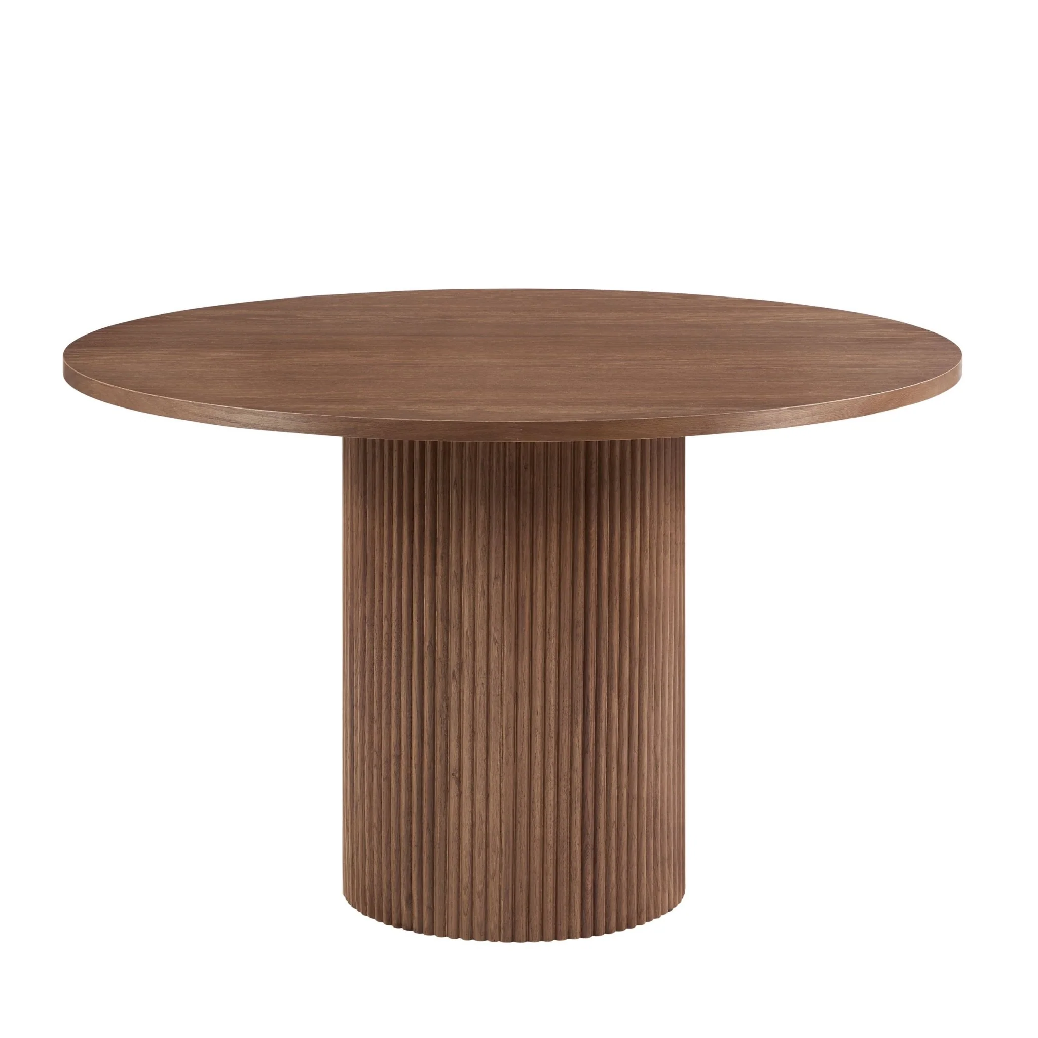 Hattie Panel Round 4-6 Seater Dining Table - Mid Wood - Image 2