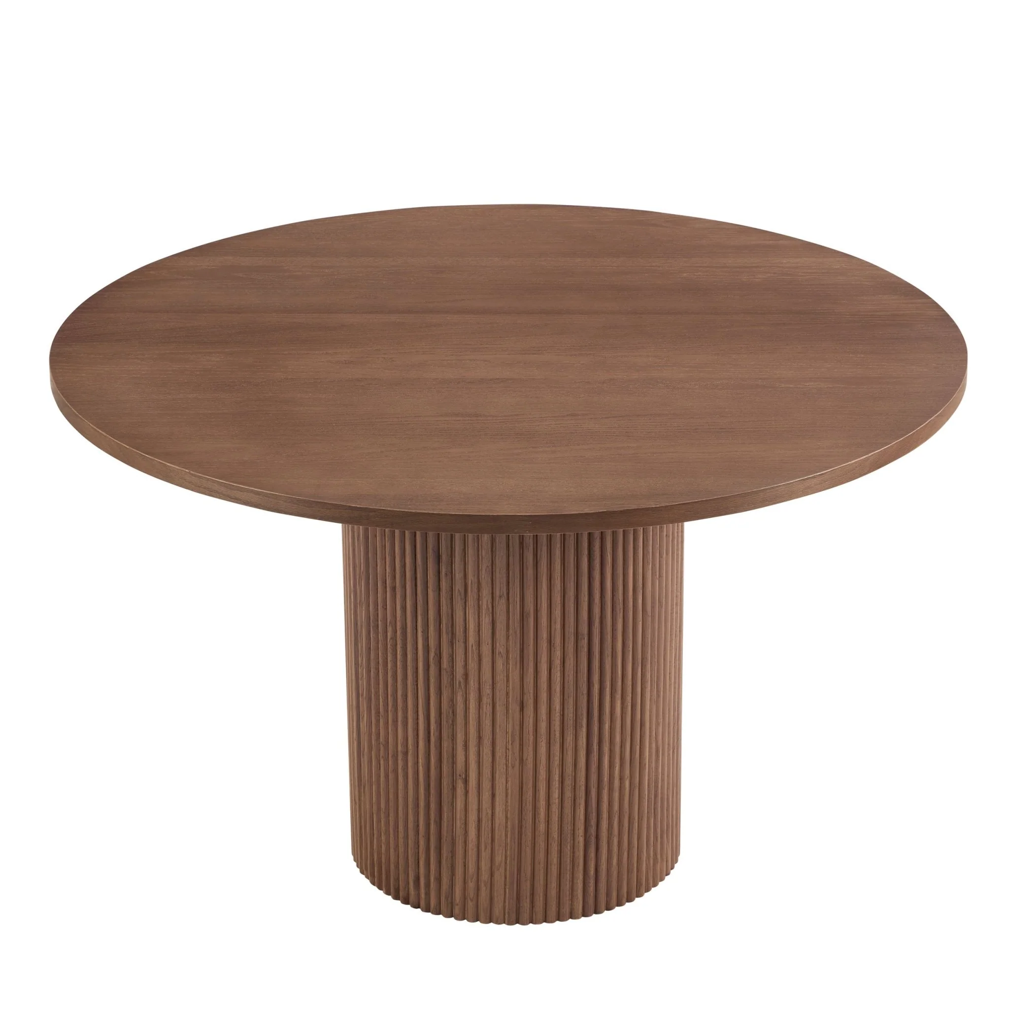 Hattie Panel Round 4-6 Seater Dining Table - Mid Wood - Image 3