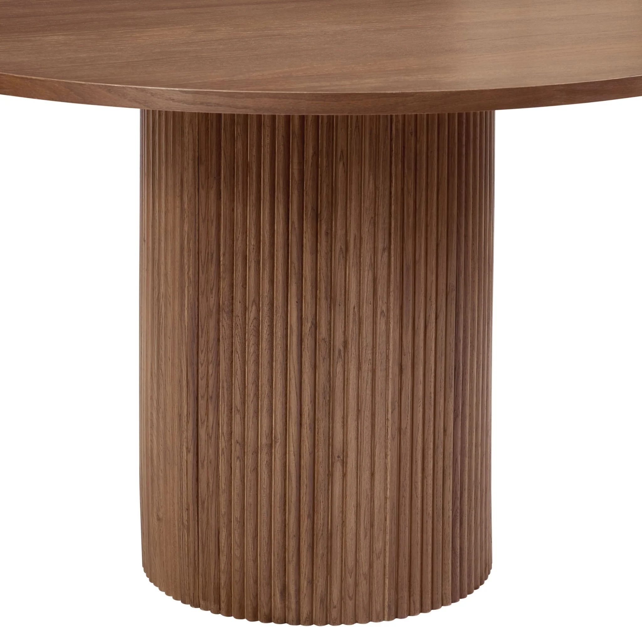Hattie Panel Round 4-6 Seater Dining Table - Mid Wood - Image 4
