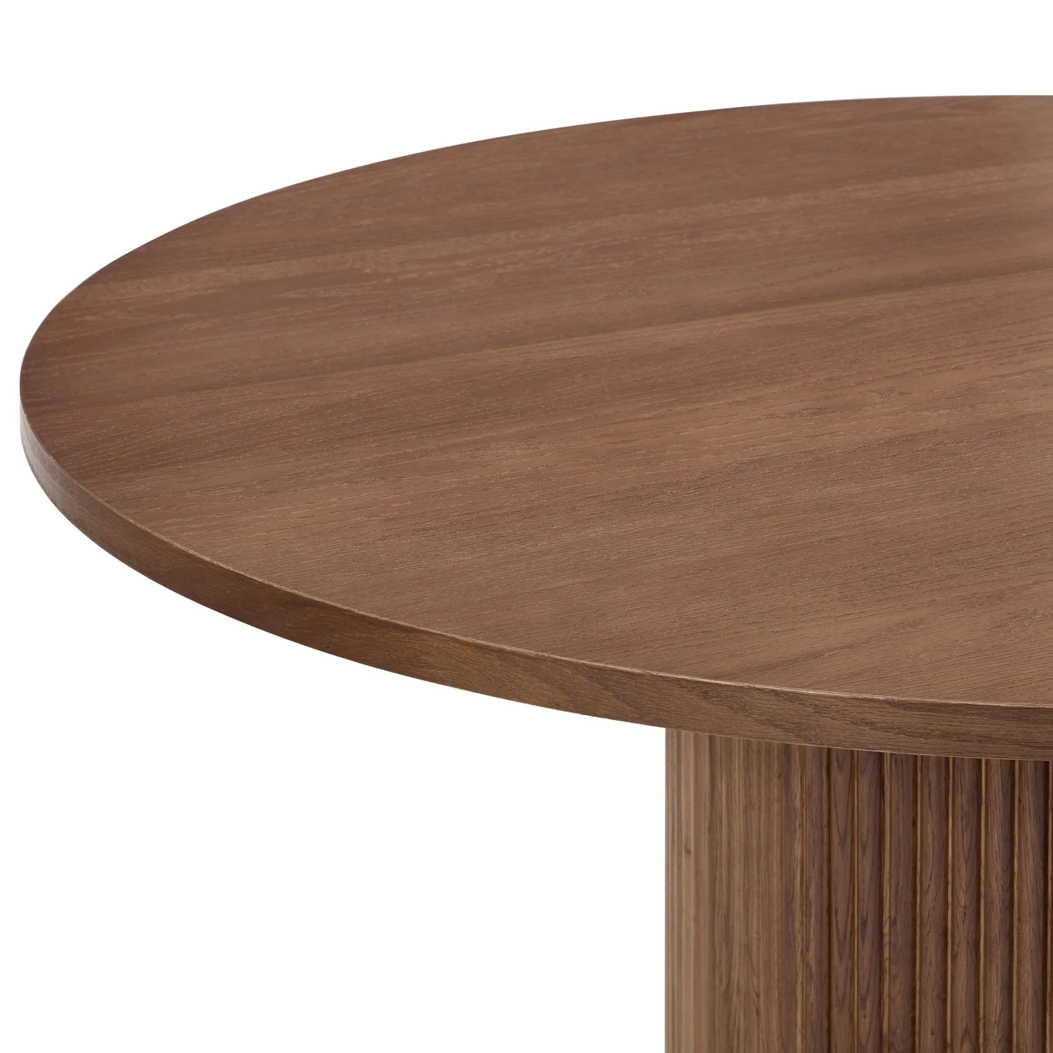 Hattie Panel Round 4-6 Seater Dining Table - Mid Wood - Image 5
