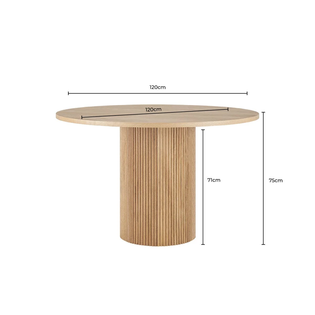 Hattie Panel Round 4-6 Seater Pedestal Dining Table - Natural - Image 6