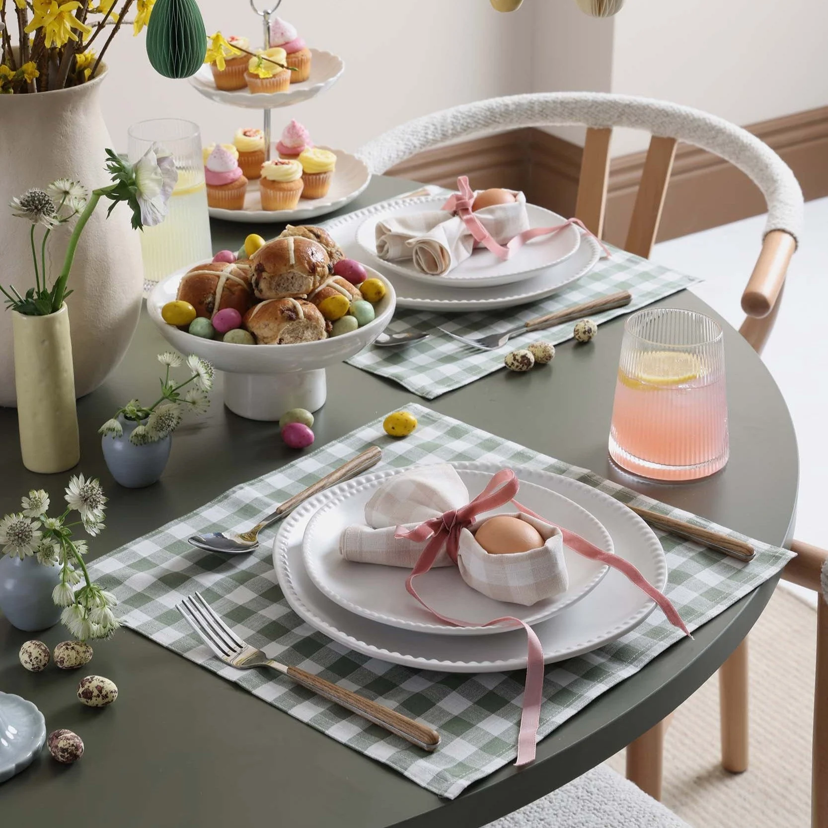 Hattie Panel Round 4-6 Seater Pedestal Dining Table - Vetiver - Image 5