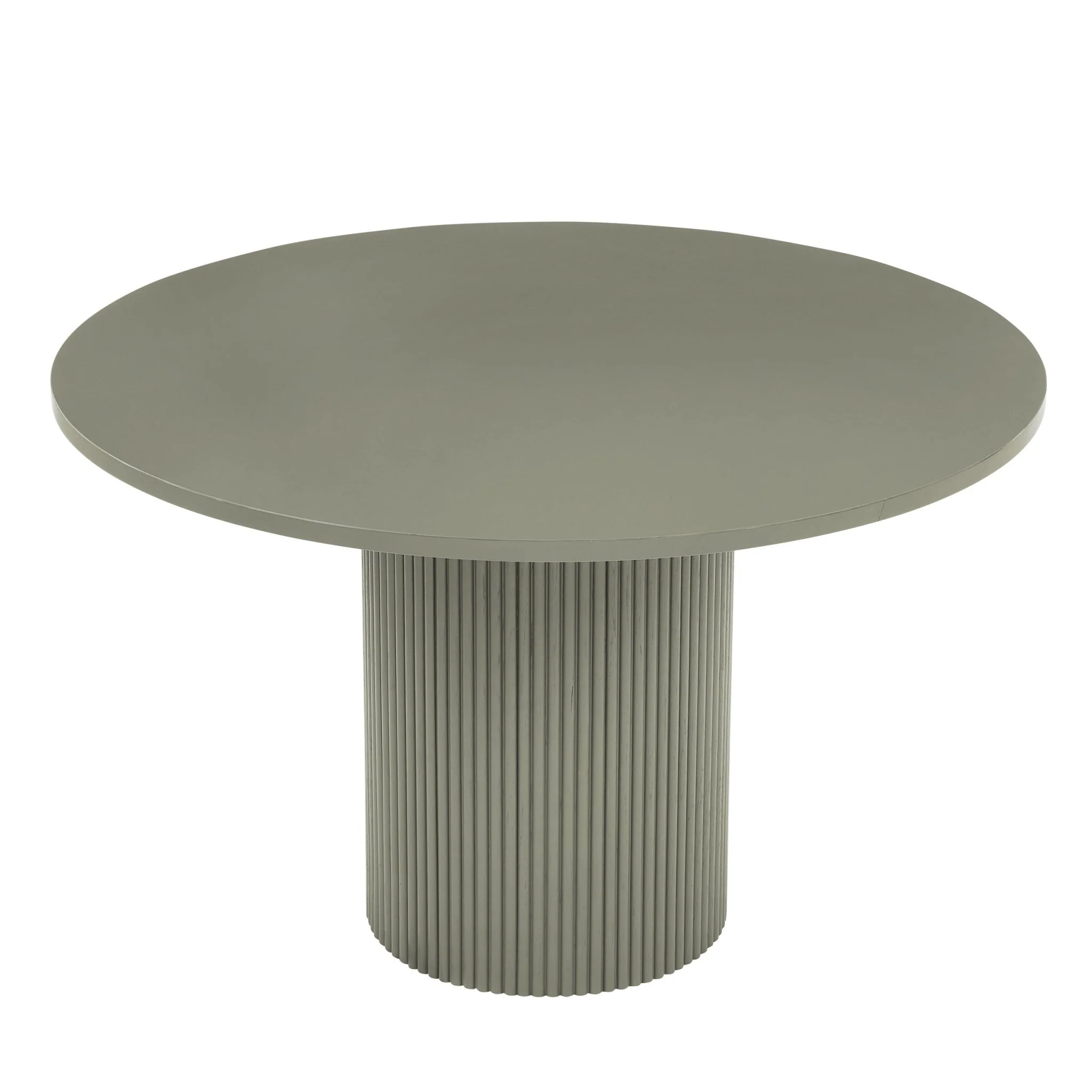 Hattie Panel Round 4-6 Seater Pedestal Dining Table - Vetiver - Image 7