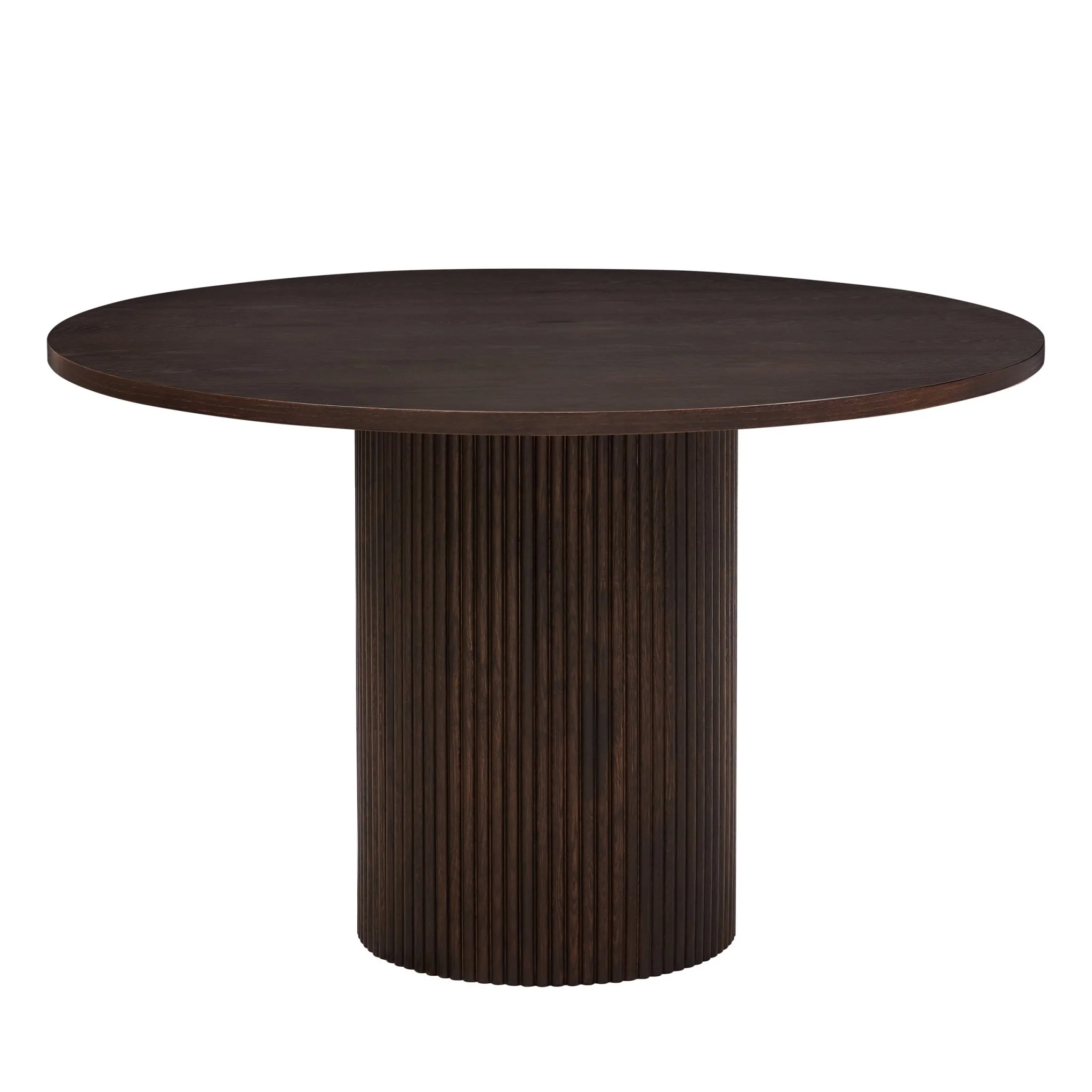 Hattie Panel Round 4-6 Seater Pedestal Dining Table - Walnut - Image 4