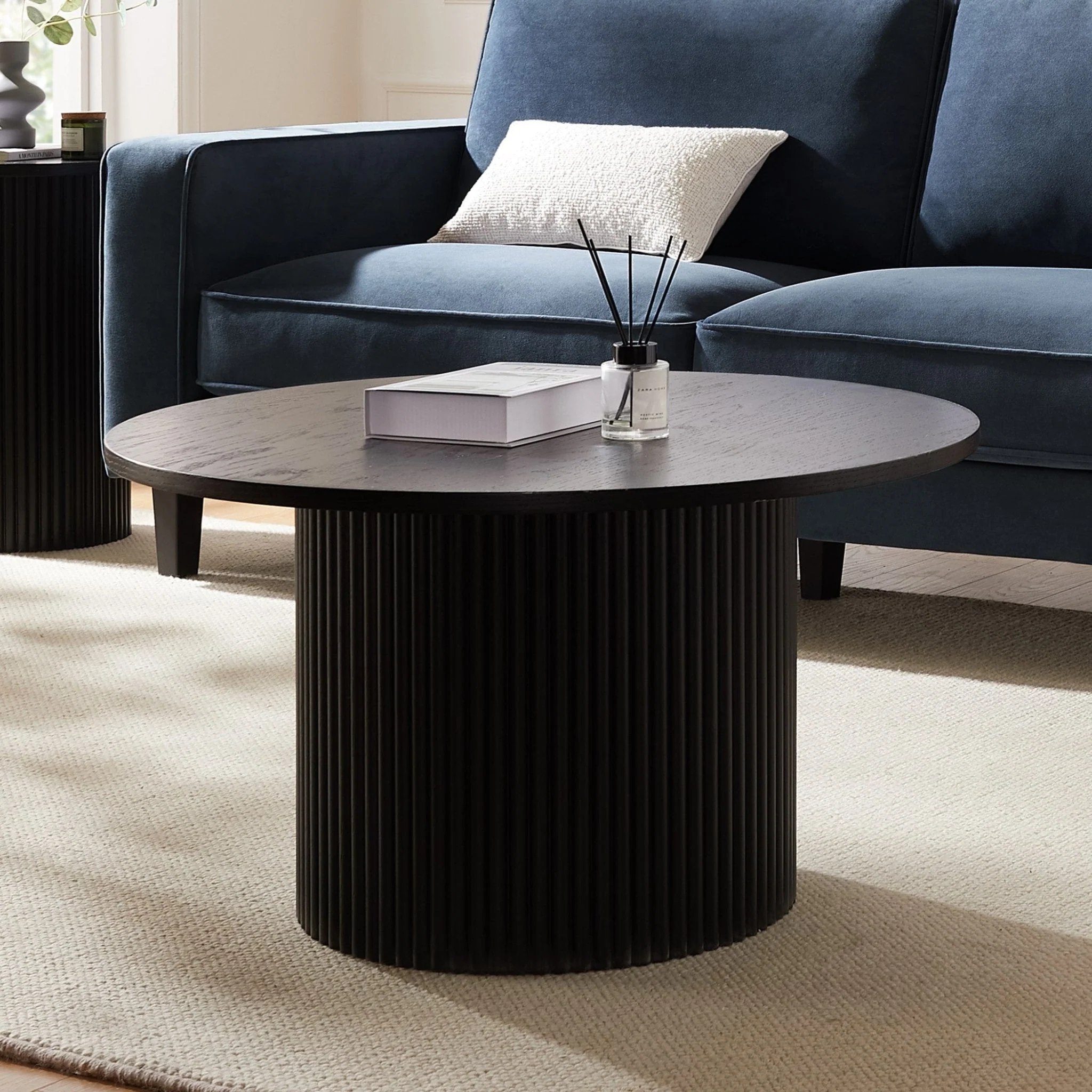Hattie Round Pedestal Coffee Table - Black - Image 2
