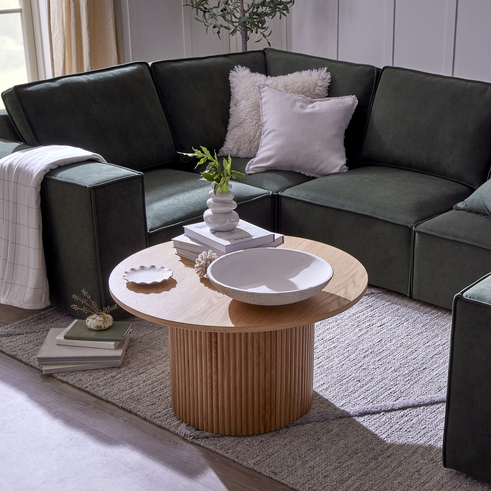 Hattie Round Pedestal Coffee Table - Light Wood - Image 2