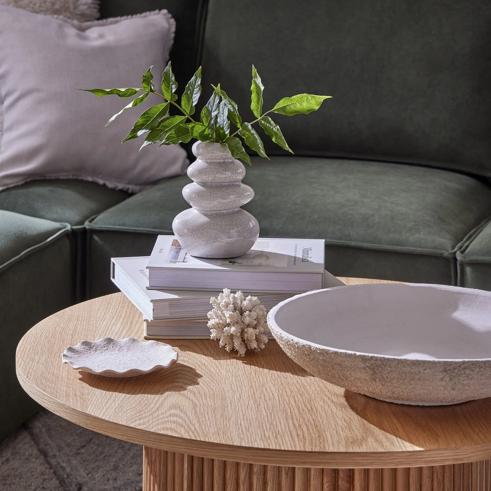 Hattie Round Pedestal Coffee Table - Light Wood - Image 4