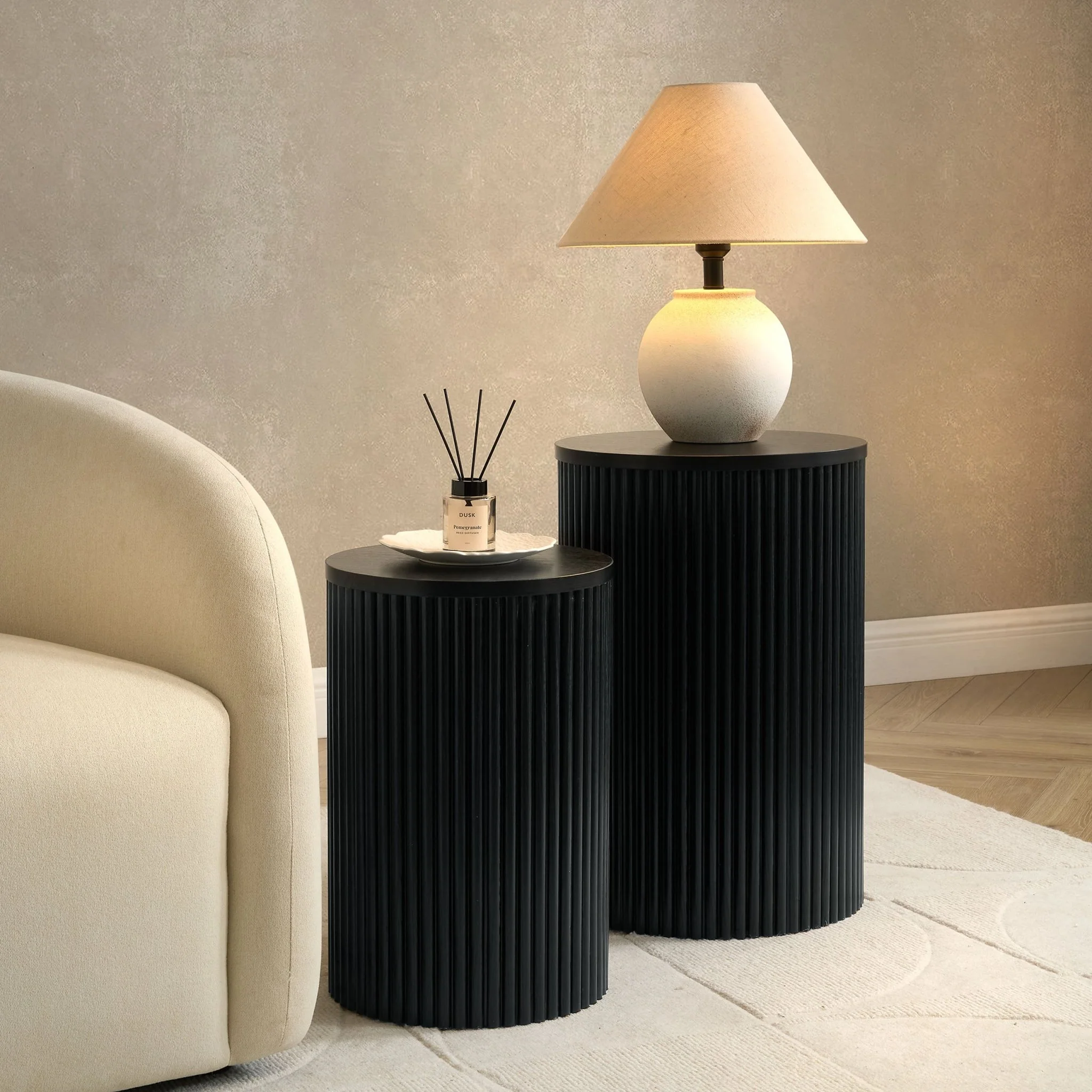 Hattie Round Pedestal Nesting Tables - Black - Image 2