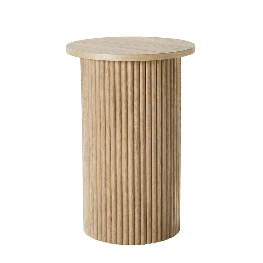 Hattie Round Pedestal Side Table - Light Wood - Image 4