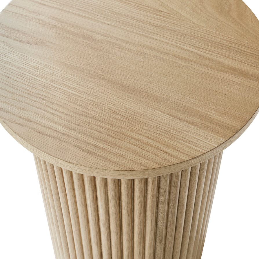 Hattie Round Pedestal Side Table - Light Wood - Image 5