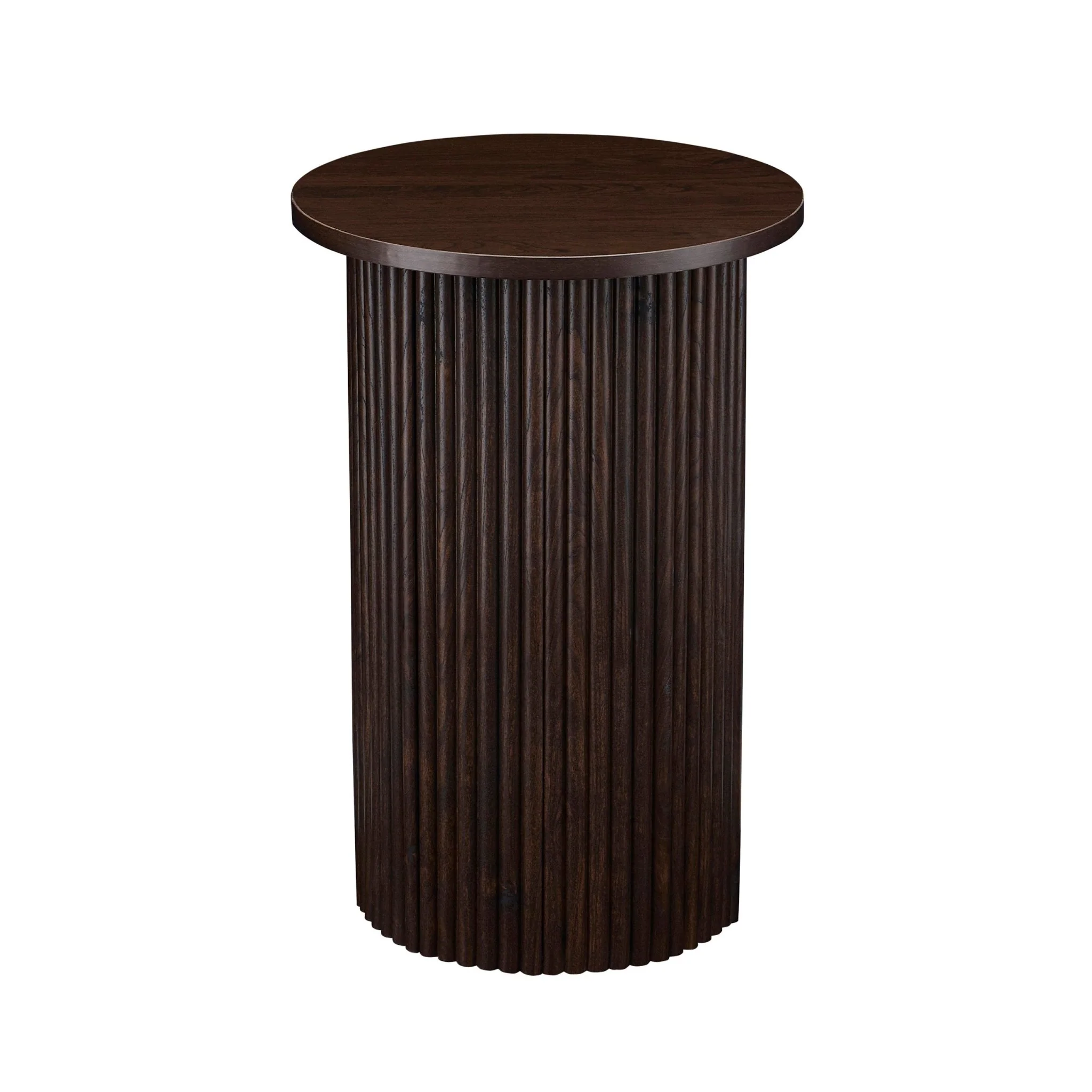 Hattie Round Pedestal Side Table - Walnut - Image 3