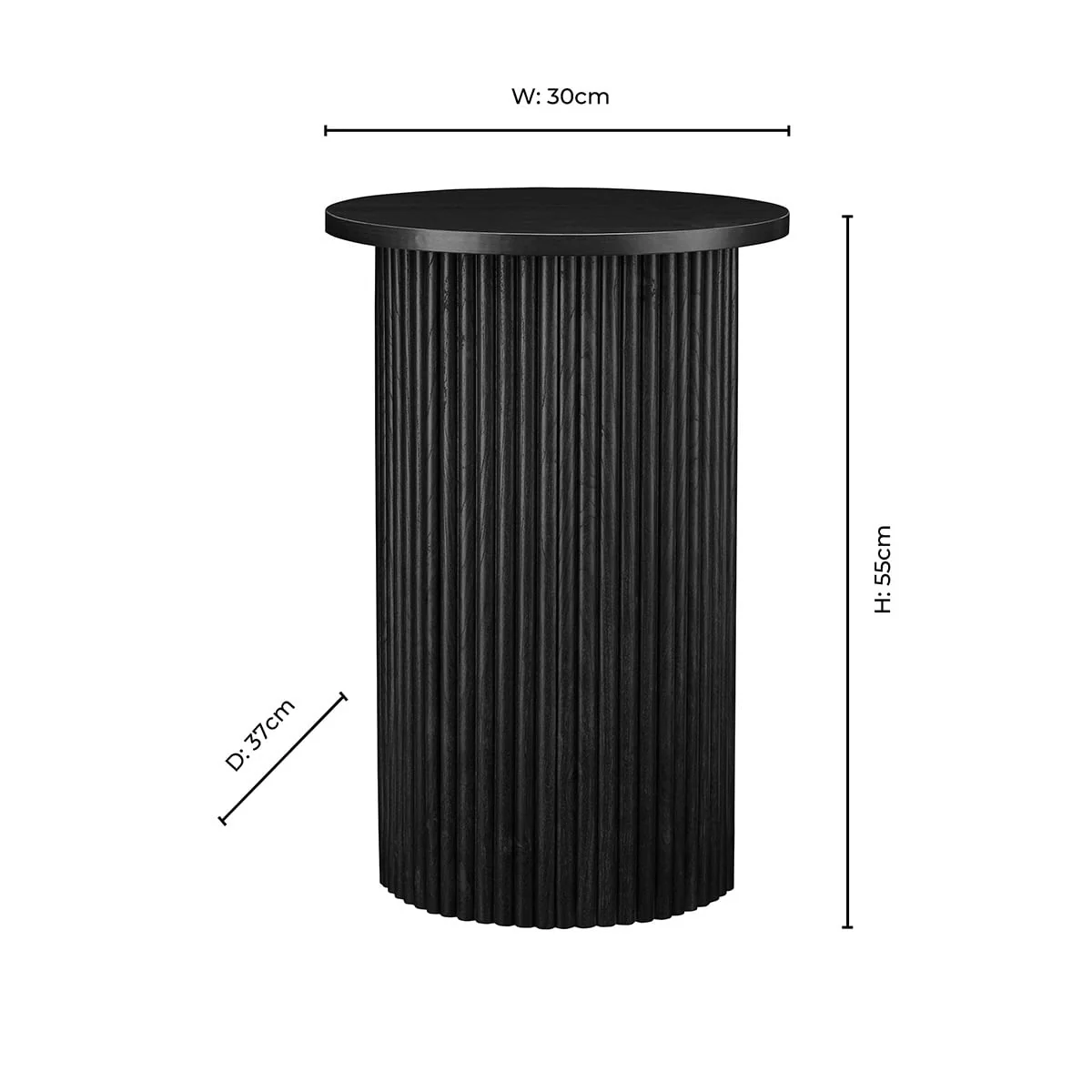 Hattie Round Pedestal Side Table - Black - Image 7