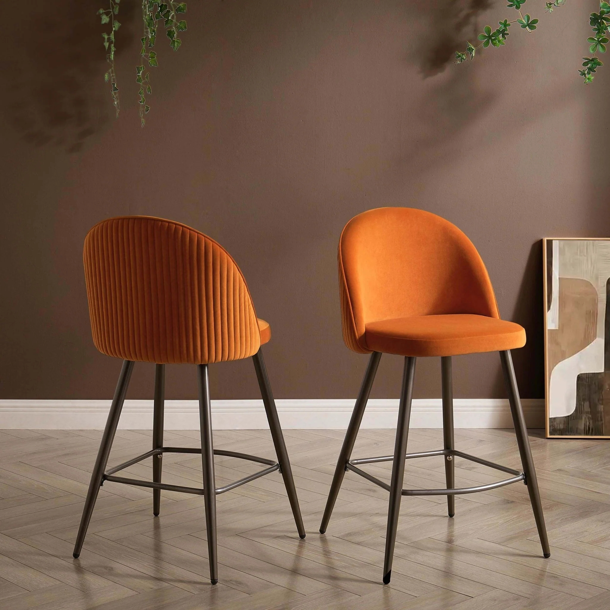 Hattie Set of 2 Barstools - Bright Orange - Image 2