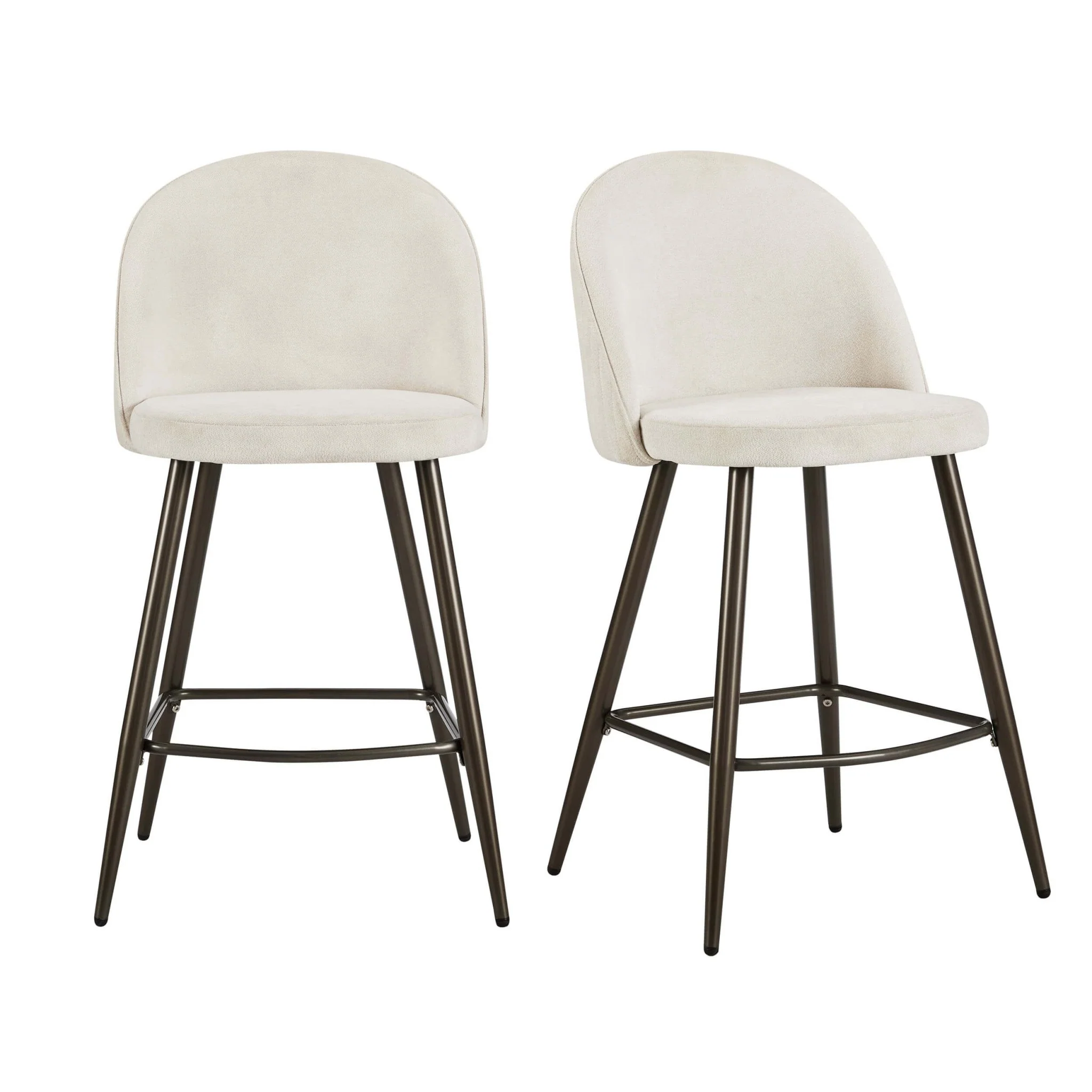 Hattie Set of 2 Barstools - Ivory Chenille - Image 3