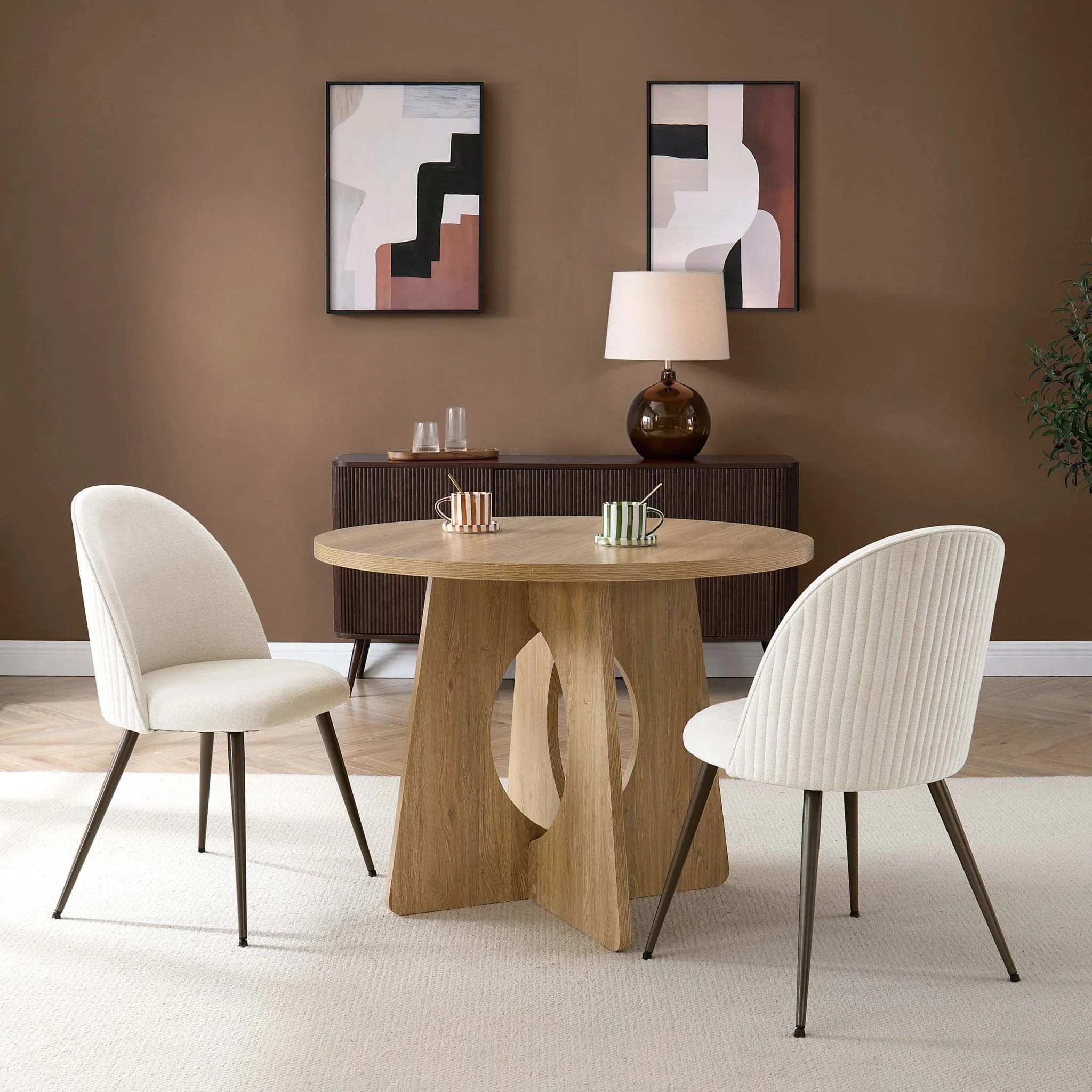 Hattie Set of 2 Dining Chairs - Ivory Chenille
