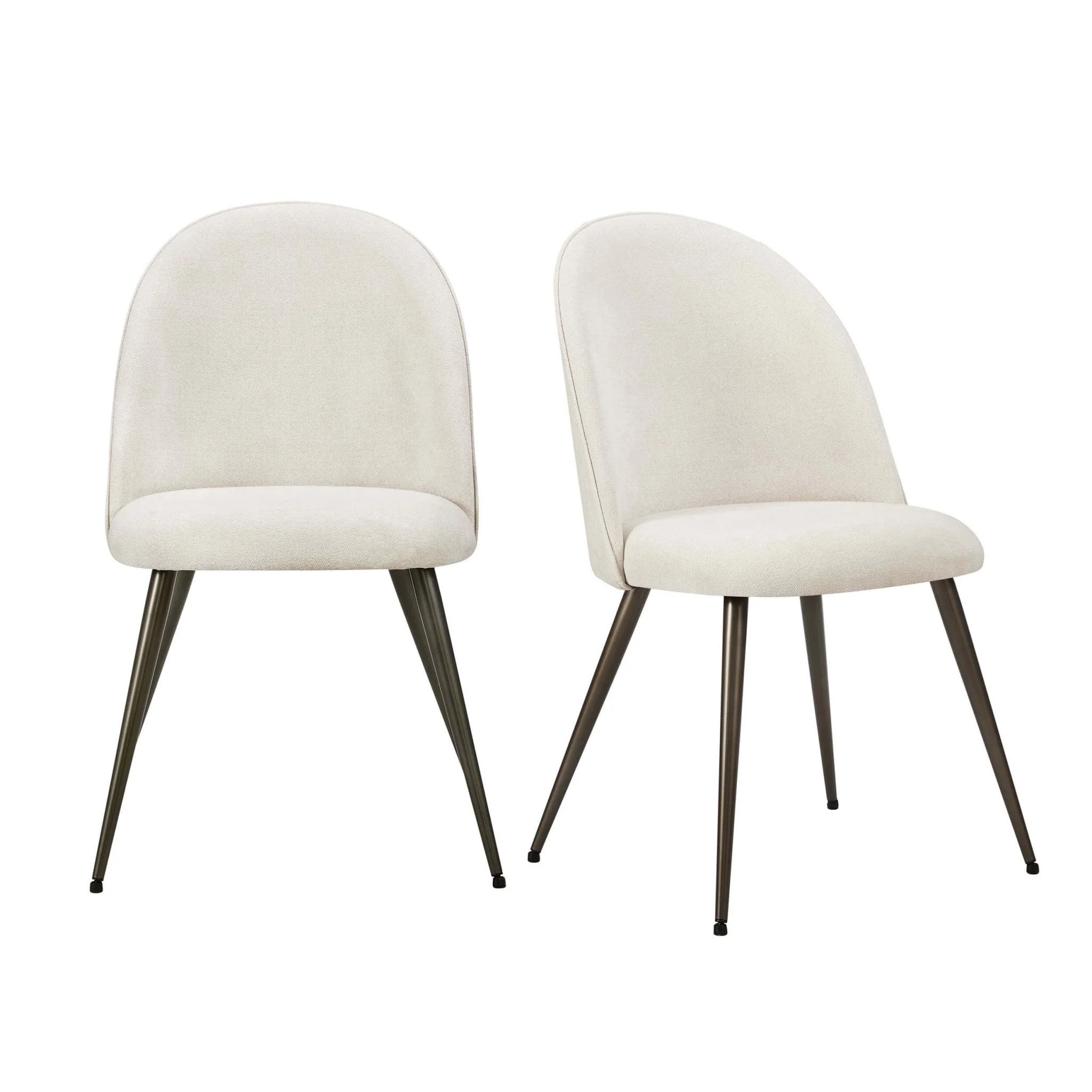 Hattie Set of 2 Dining Chairs - Ivory Chenille - Image 2