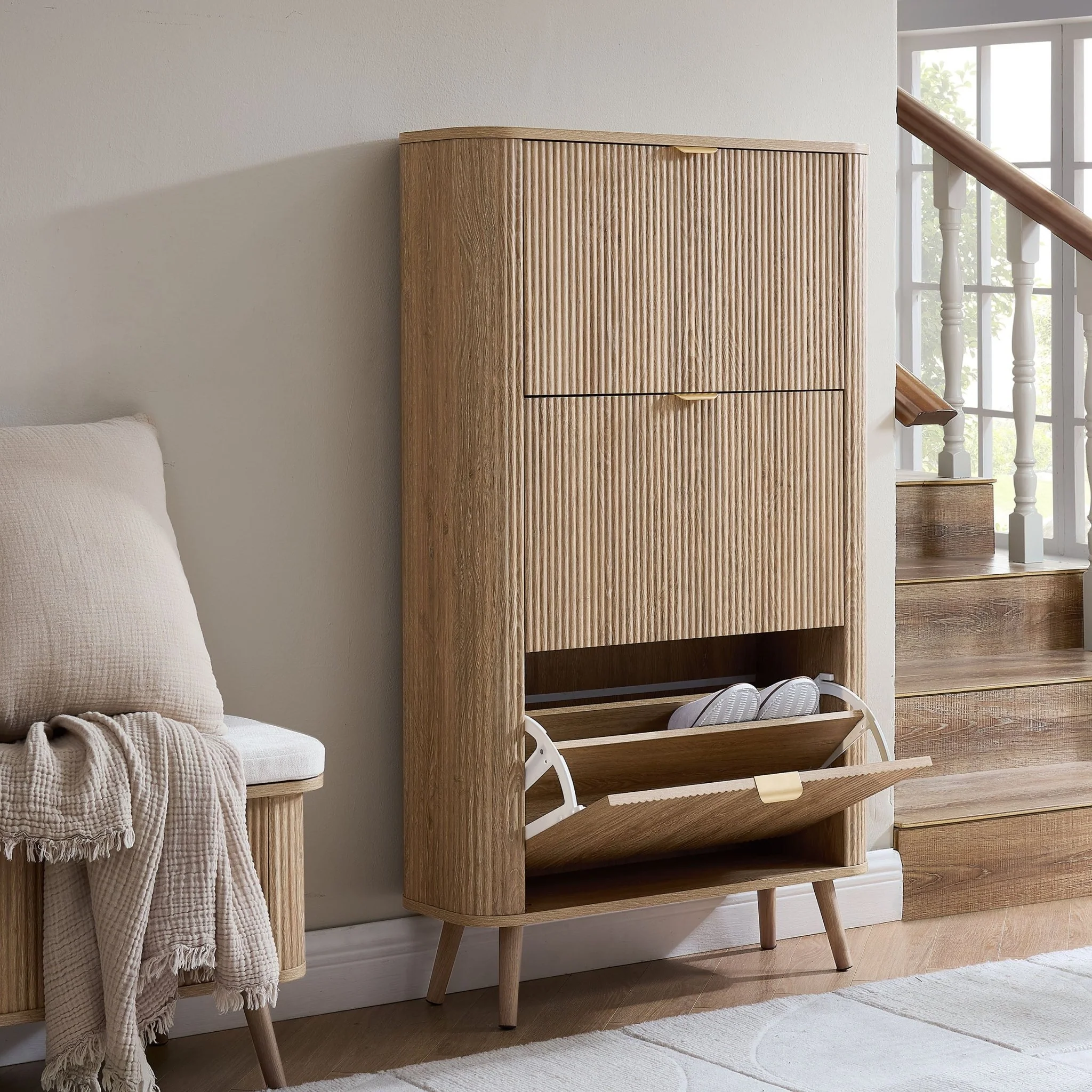 Hattie Shoe Cabinet - Light Wood - Image 3