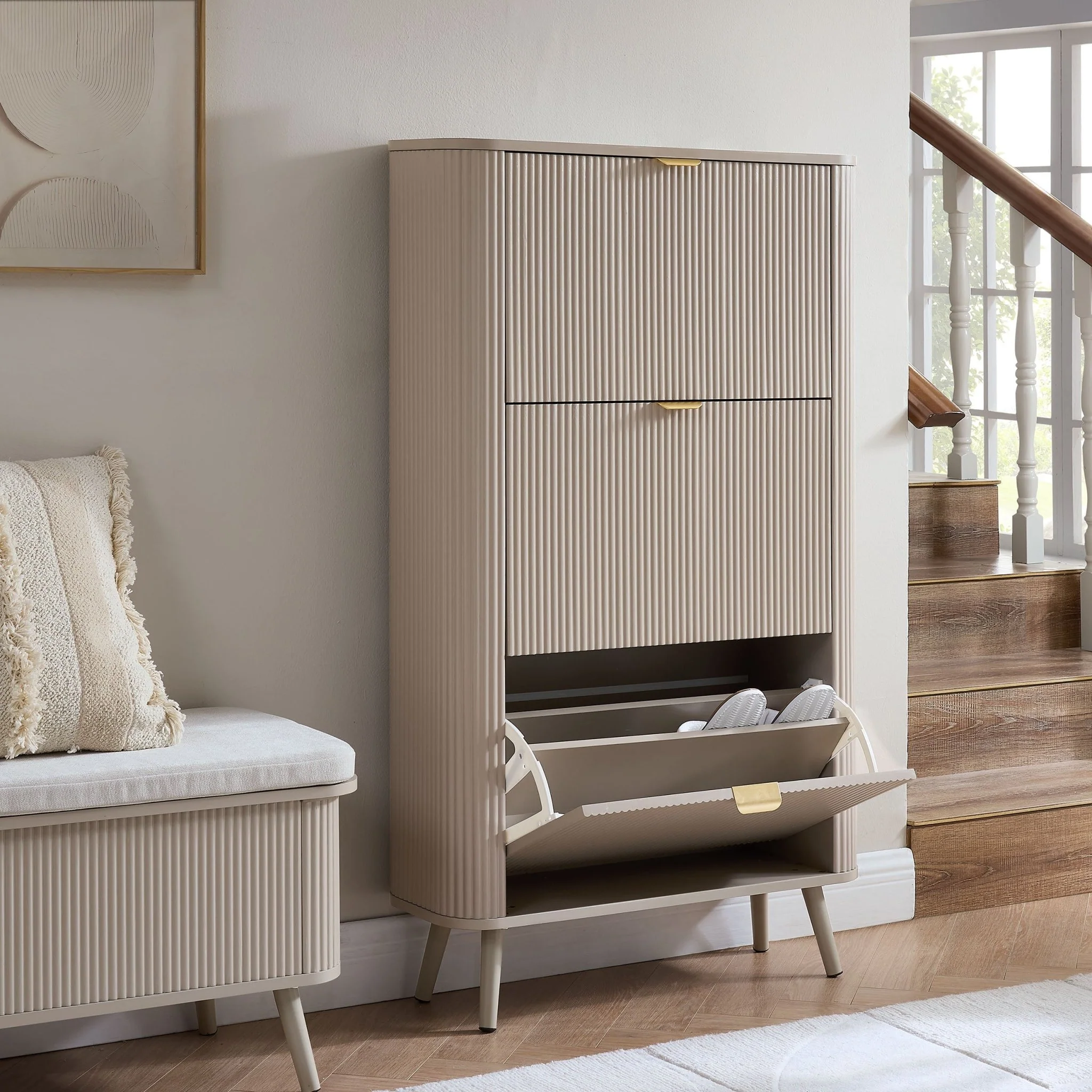 Hattie Shoe Cabinet - Taupe - Image 3