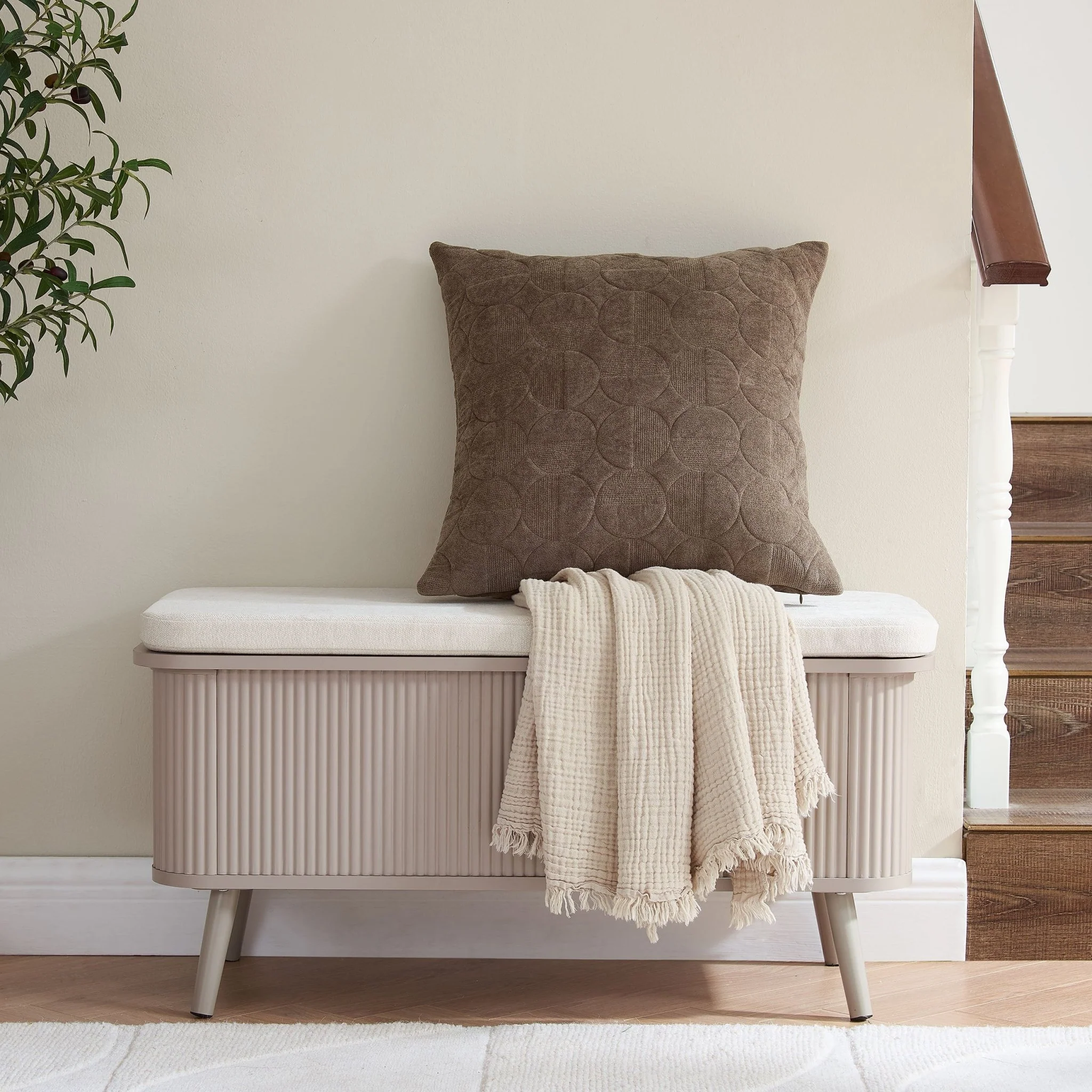 Hattie Storage Bench - Taupe