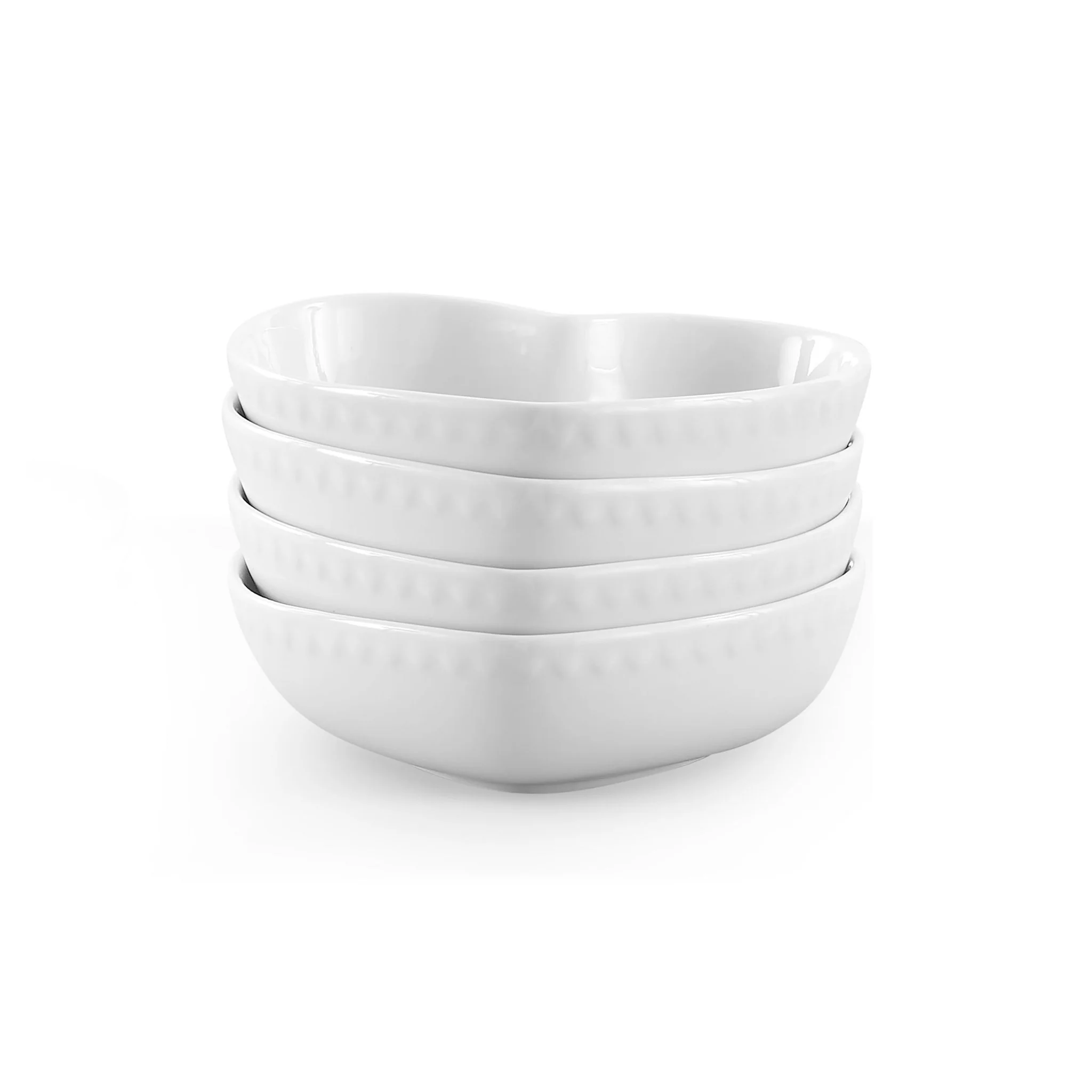 Heart Shaped Set of 4 Cereal Bowls - White - Image 5
