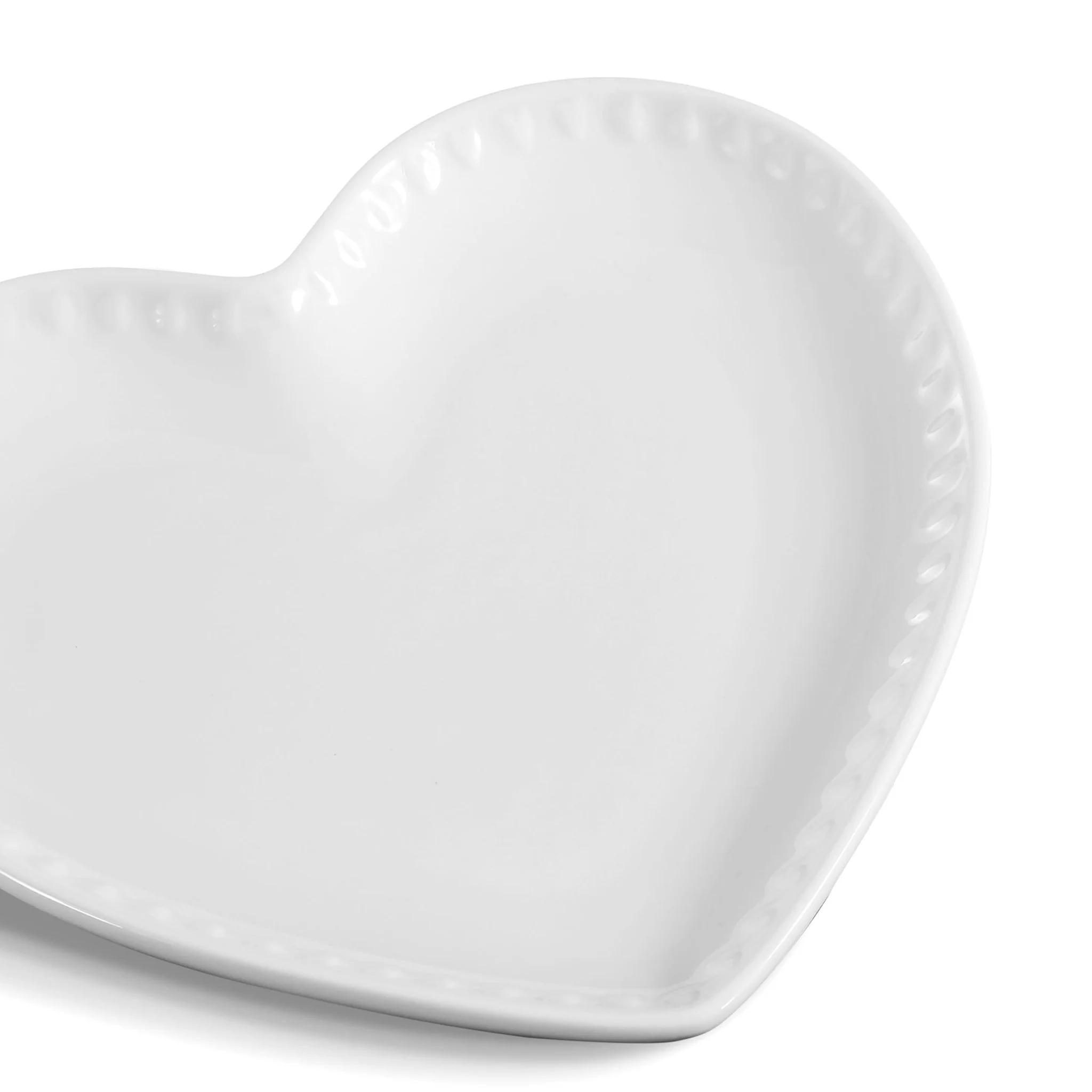 Heart Shaped Set of 4 Dinner Plates - White - Image 10