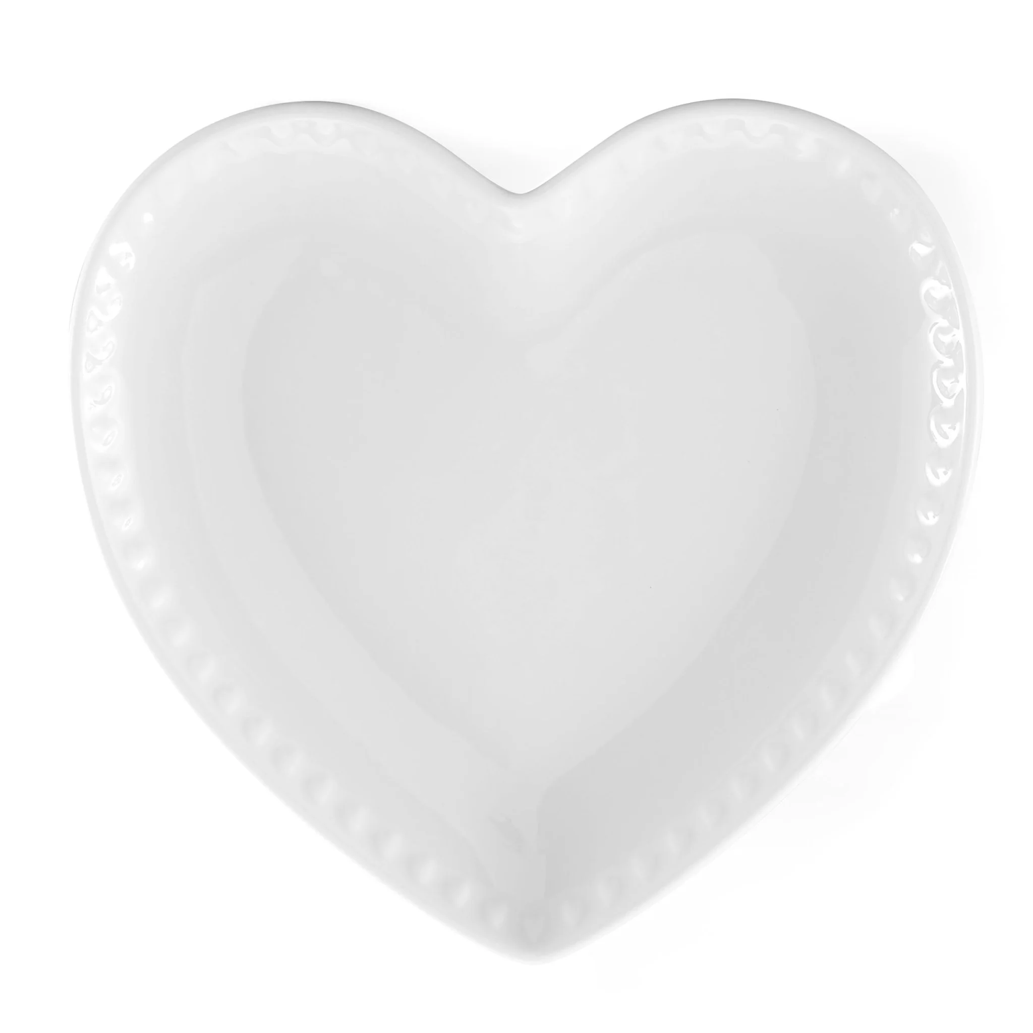 Heart Shaped Set of 4 Dinner Plates - White - Image 8