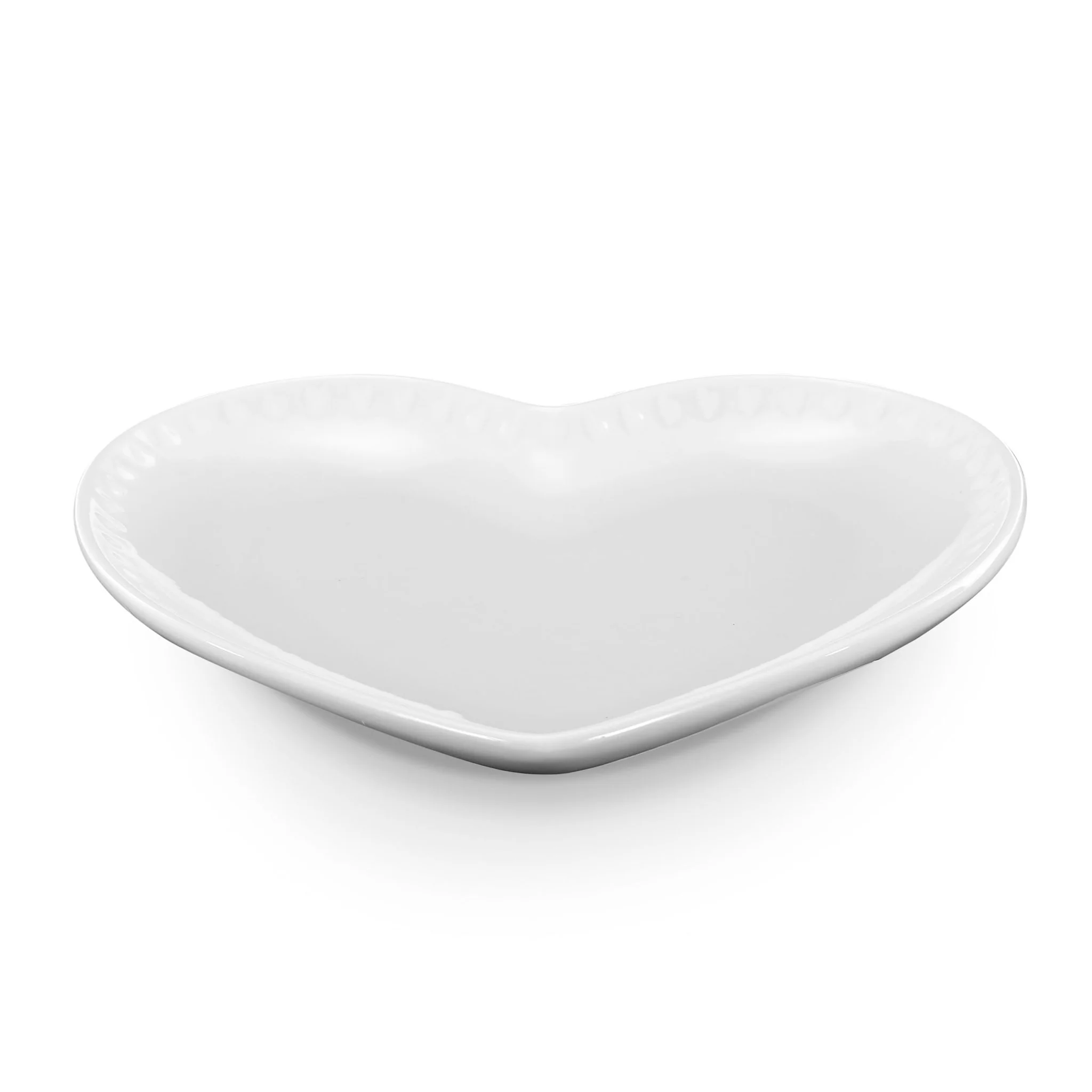 Heart Shaped Set of 4 Dinner Plates - White - Image 9