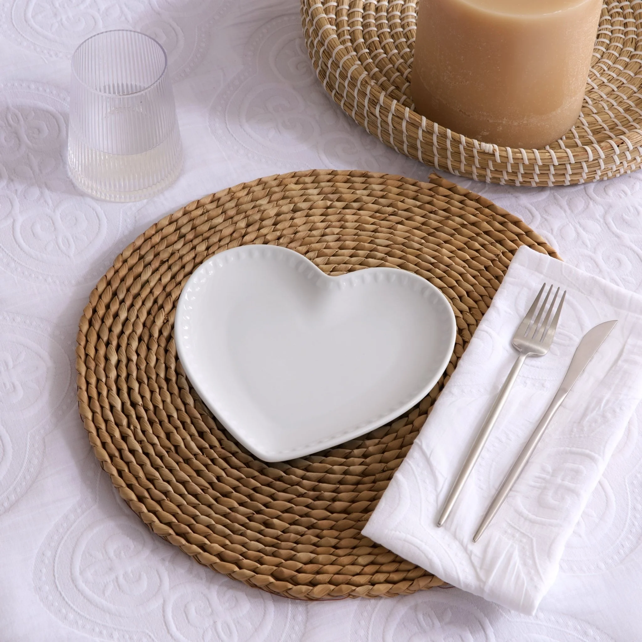 Heart Shaped Set of 4 Side Plates - White